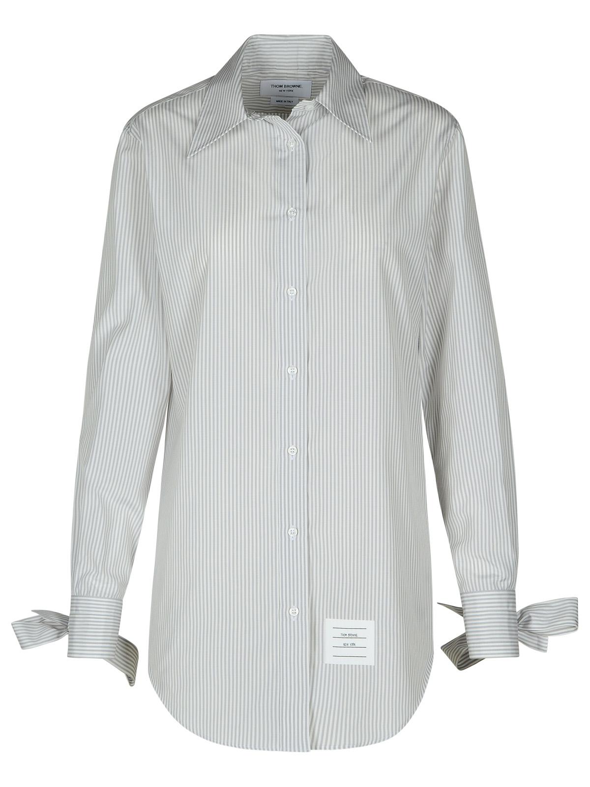 Thom Browne Long Shirt In Grey Silk Blend Women by Luosophy