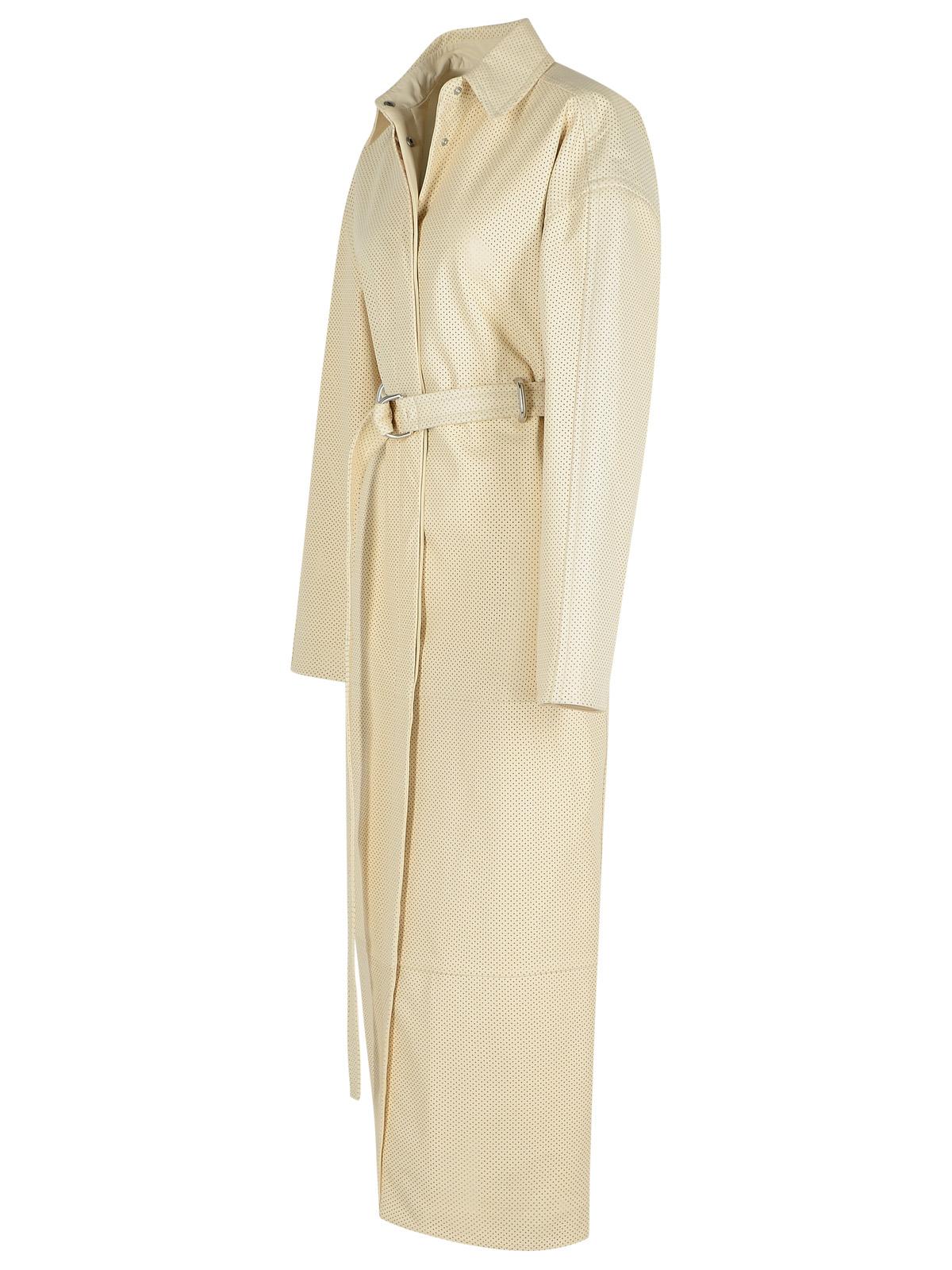 Sportmax Ivory Leather Trench Coat Women by Luosophy
