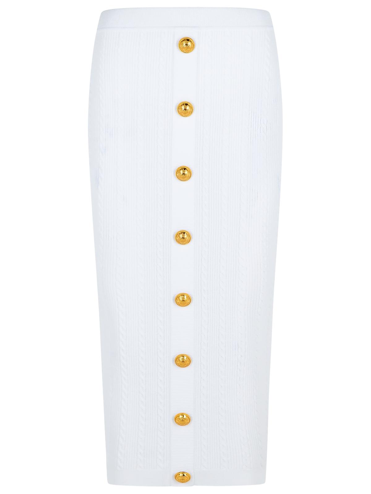 Balmain Long Skirt In White Viscose Blend Women by Luosophy