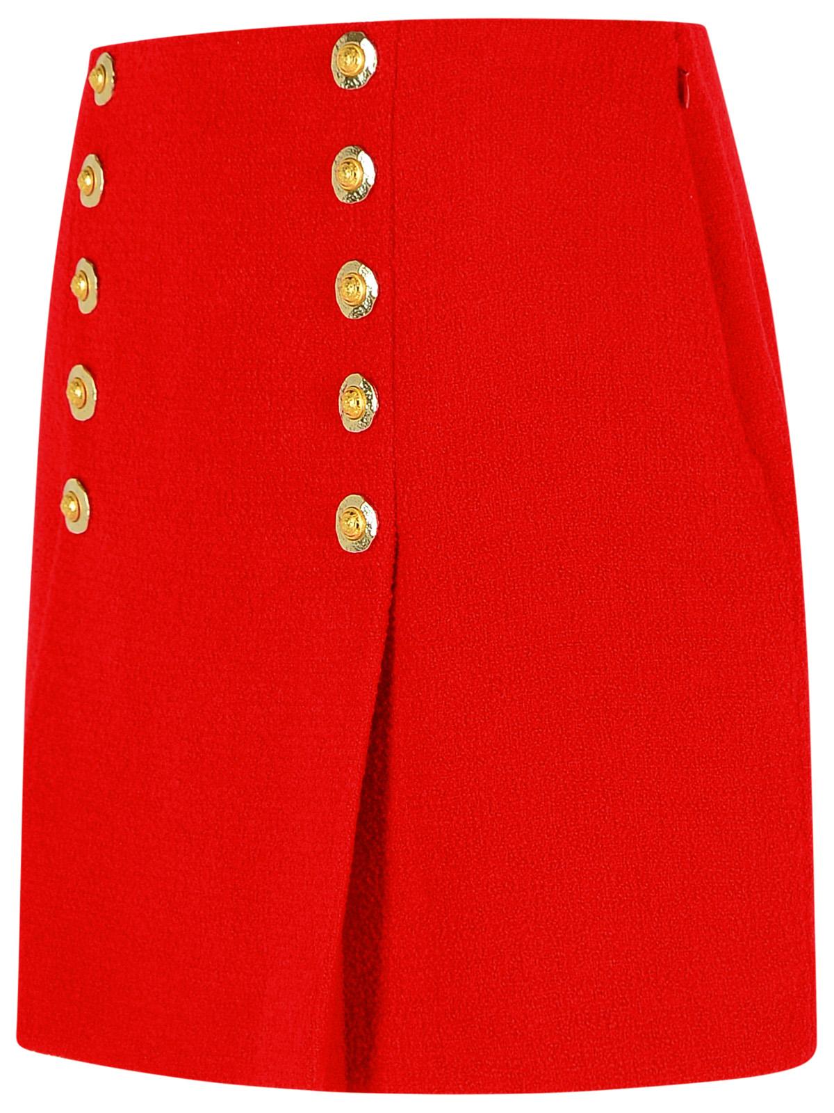 Balmain Short Skirt In Red Virgin Wool Women by Luosophy