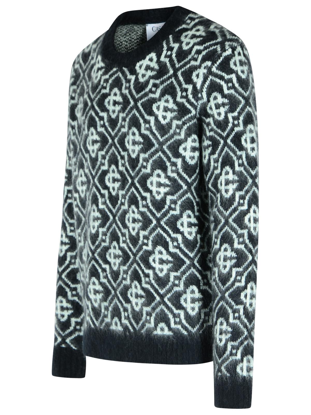 Casablanca Black Mohair Blend Monogrammed Sweater Men by Luosophy