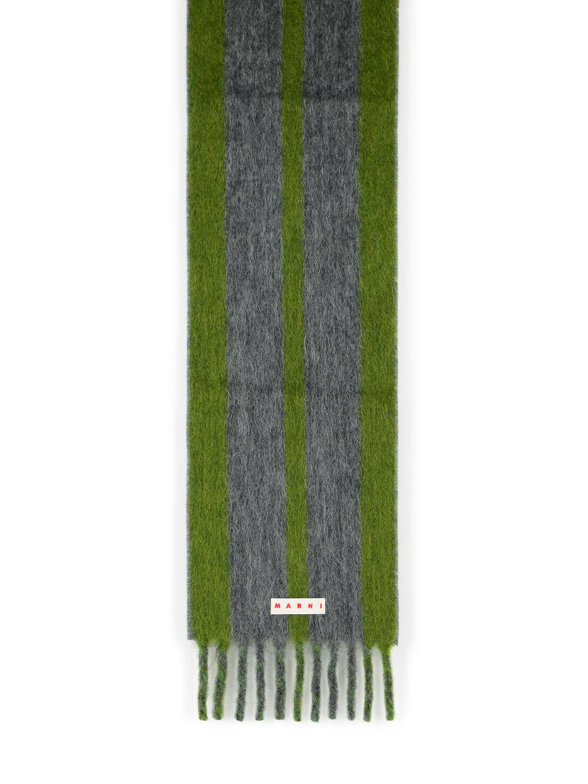 Marni Grey Mohair Blend Scarf With Fringes Men by Luosophy