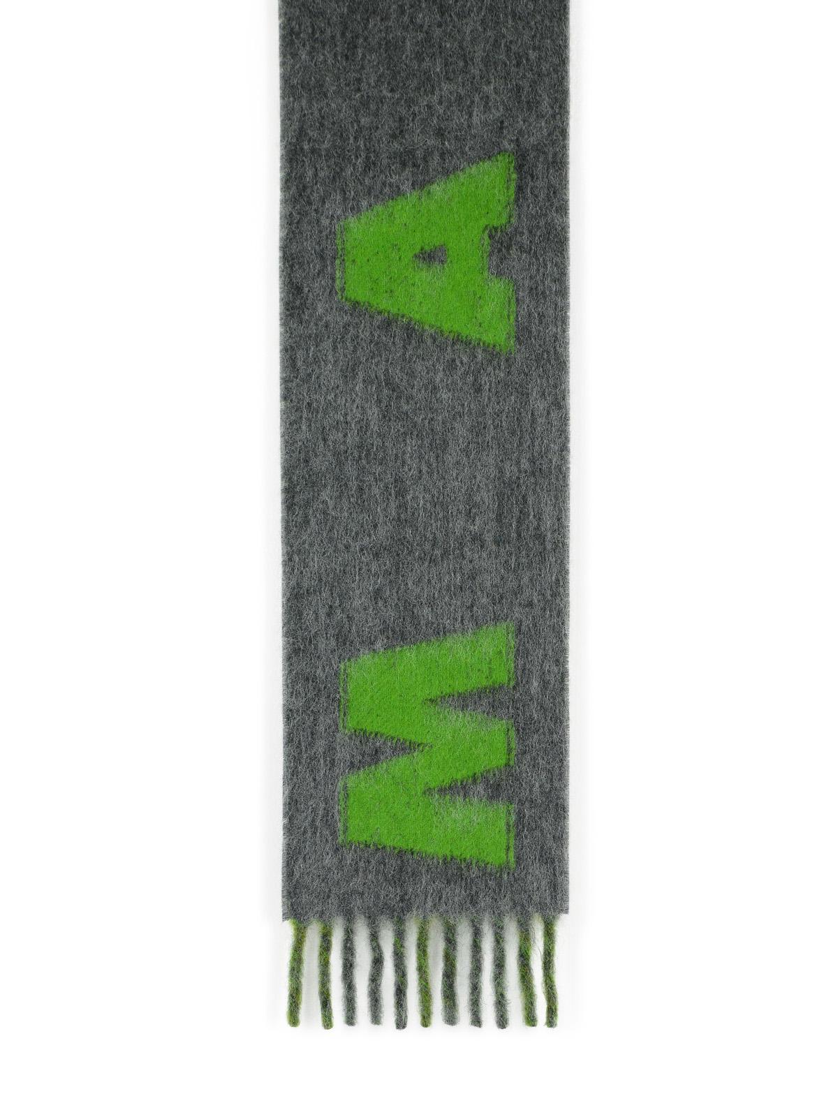 Marni Grey Mohair Blend Scarf With Fringes Men by Luosophy