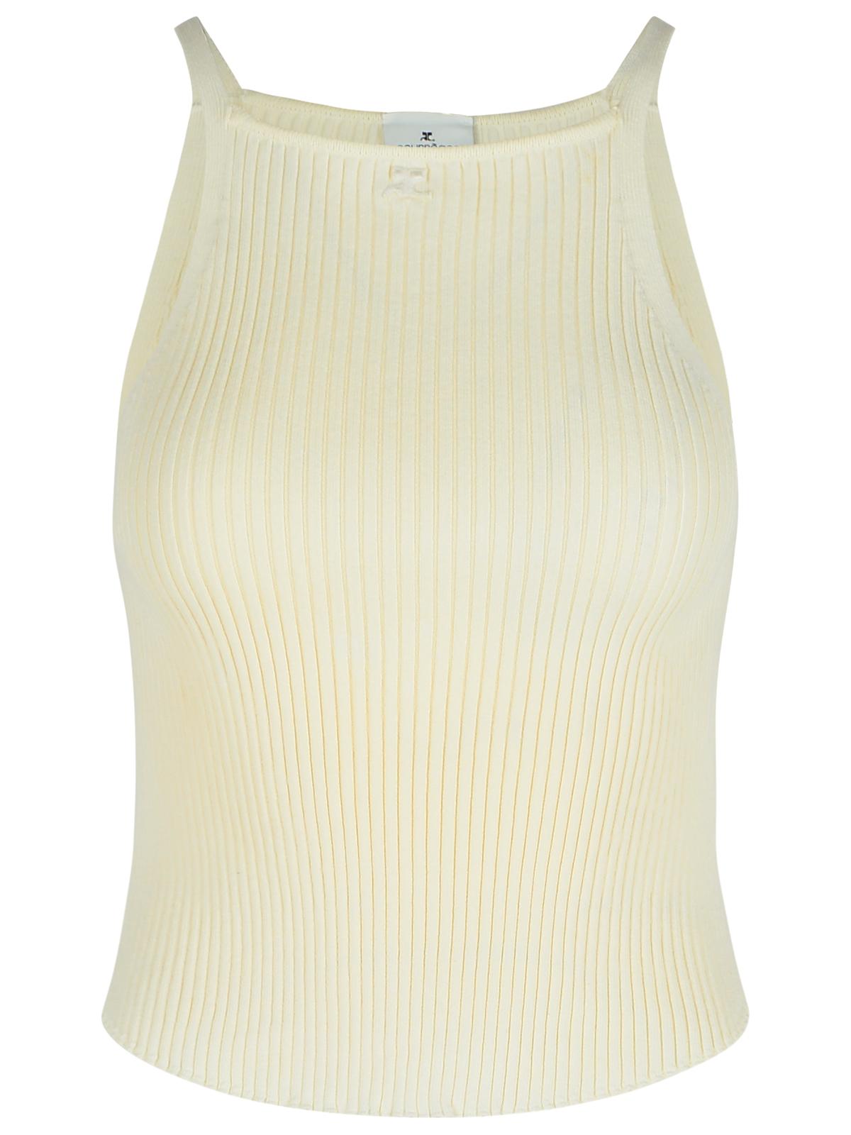 Courreges Ivory Viscose Blend Top Women by Luosophy