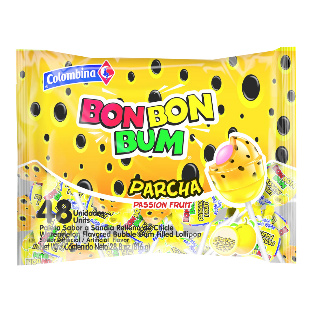Bon Bon Bum Passion Fruit Lollipops (48ct) by Farmacias Savia