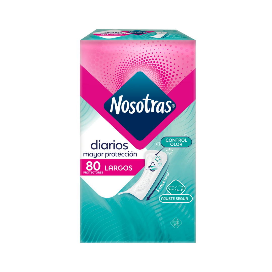 Nosotras Pantyliners Long Protection Daily Care (80 count) DestGlow