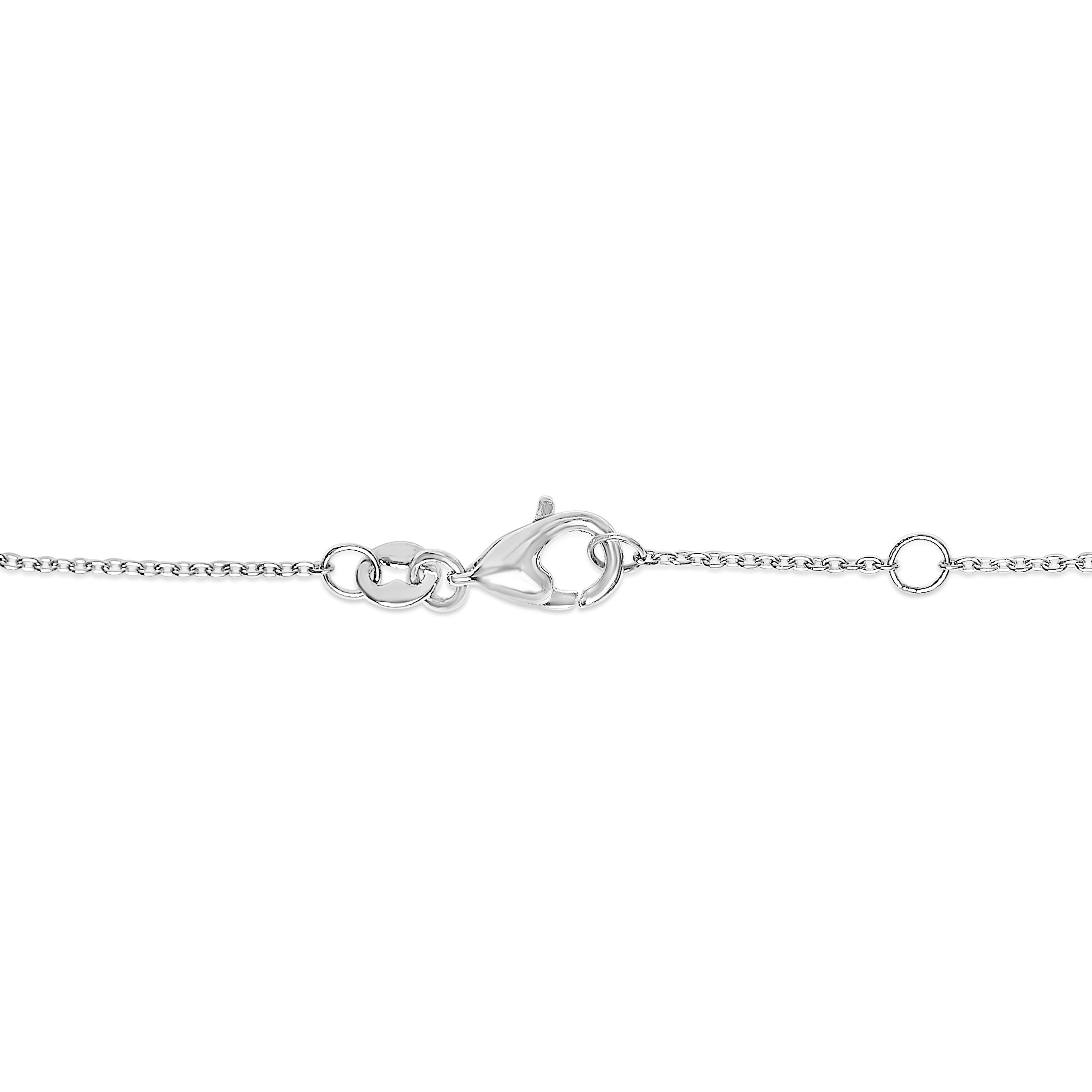 14K White Gold Alternating Blue Sapphire and Diamond Bezel Station Chain Bracelet - Size 7.5 inch DestGlow