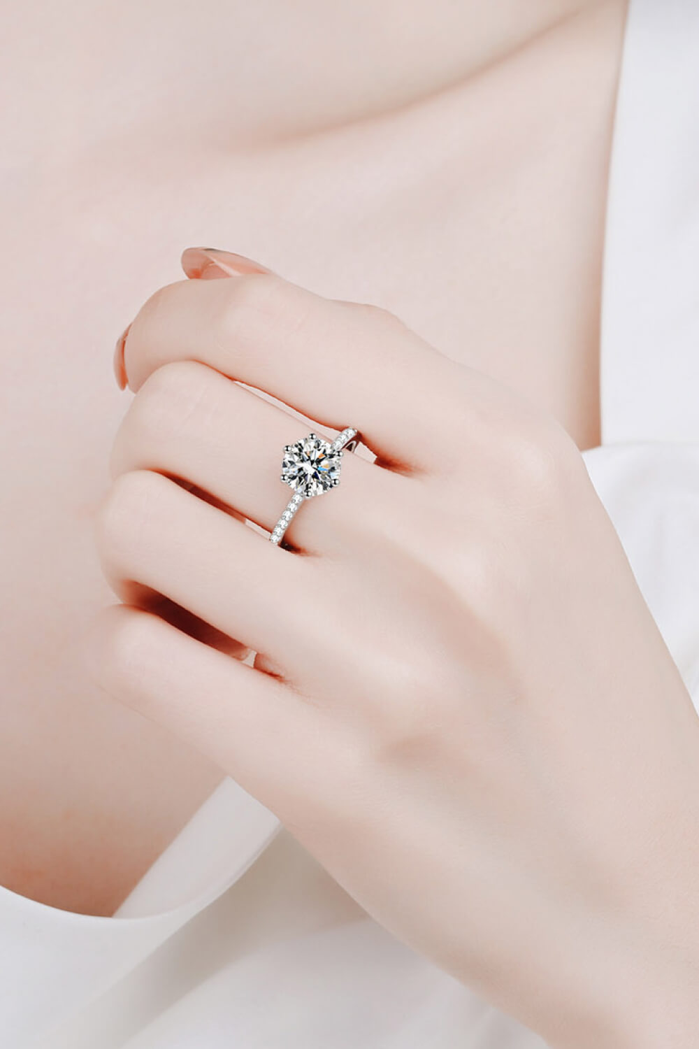 Rhodium Over Pure Sterling Silver 2 Carat Brilliant Round Cut Sparkala™ Ring by Sparkala