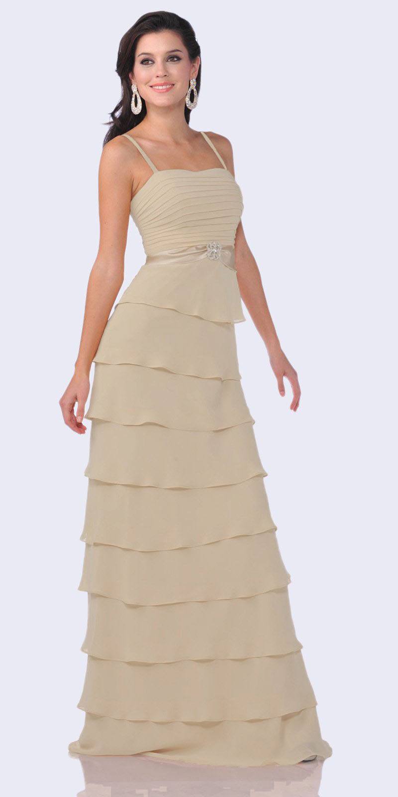 CLEARANCE - Cinderella Divine 7731 Long Tiered Skirt Layered Dress Jacket (Size M) by DiscountDressShop