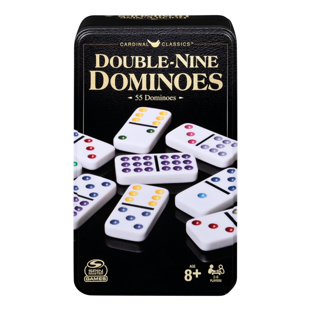 Cardinal Classics Double-Nine Color Dot Dominoes in Tin Case DestGlow