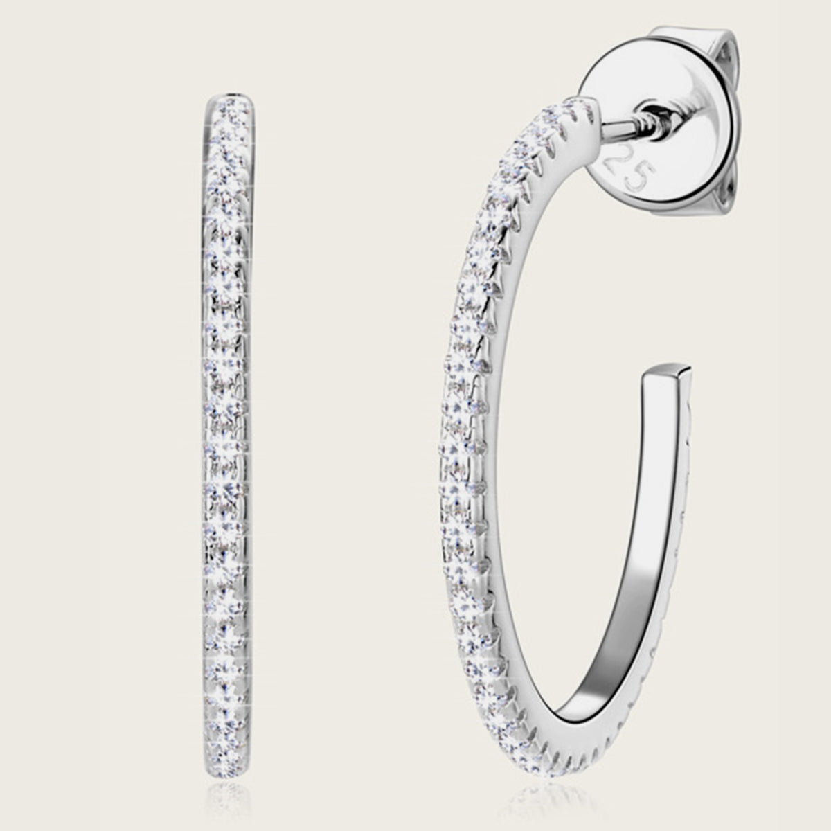 Inlaid Sparkala™ Pure Sterling Silver C-Hoop Earrings by Sparkala