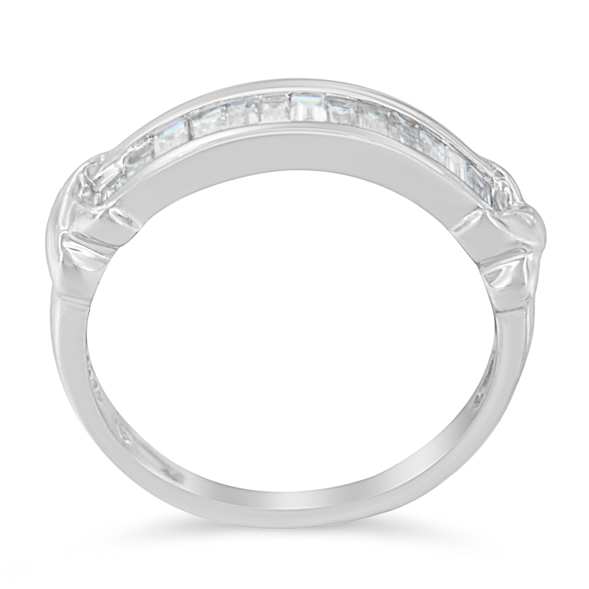 .925 Sterling Silver 1/2 Cttw Baguette Cut Diamond Channel Set X-Station Wedding Ring (H-I Color, I1-I2 Clarity) - Size 6-1/2 by Bids.com