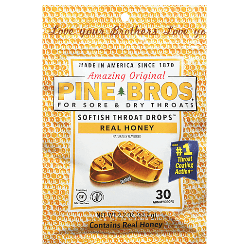 Pine Bros Sore Throat Softish Drops Real Honey by Pasteur Pharmacy