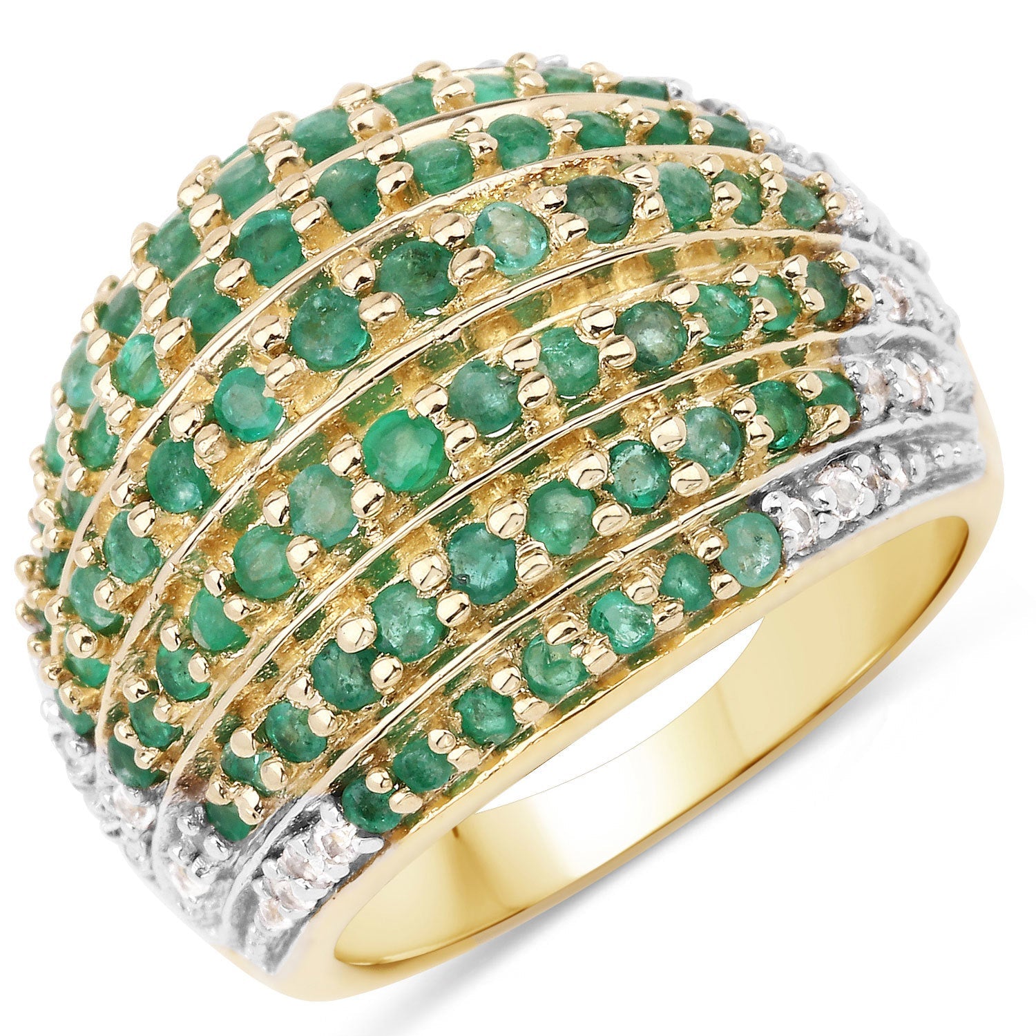 2.16 Carat Genuine Zambian Emerald and White Topaz .925 Sterling Silver Ring by Bids.com