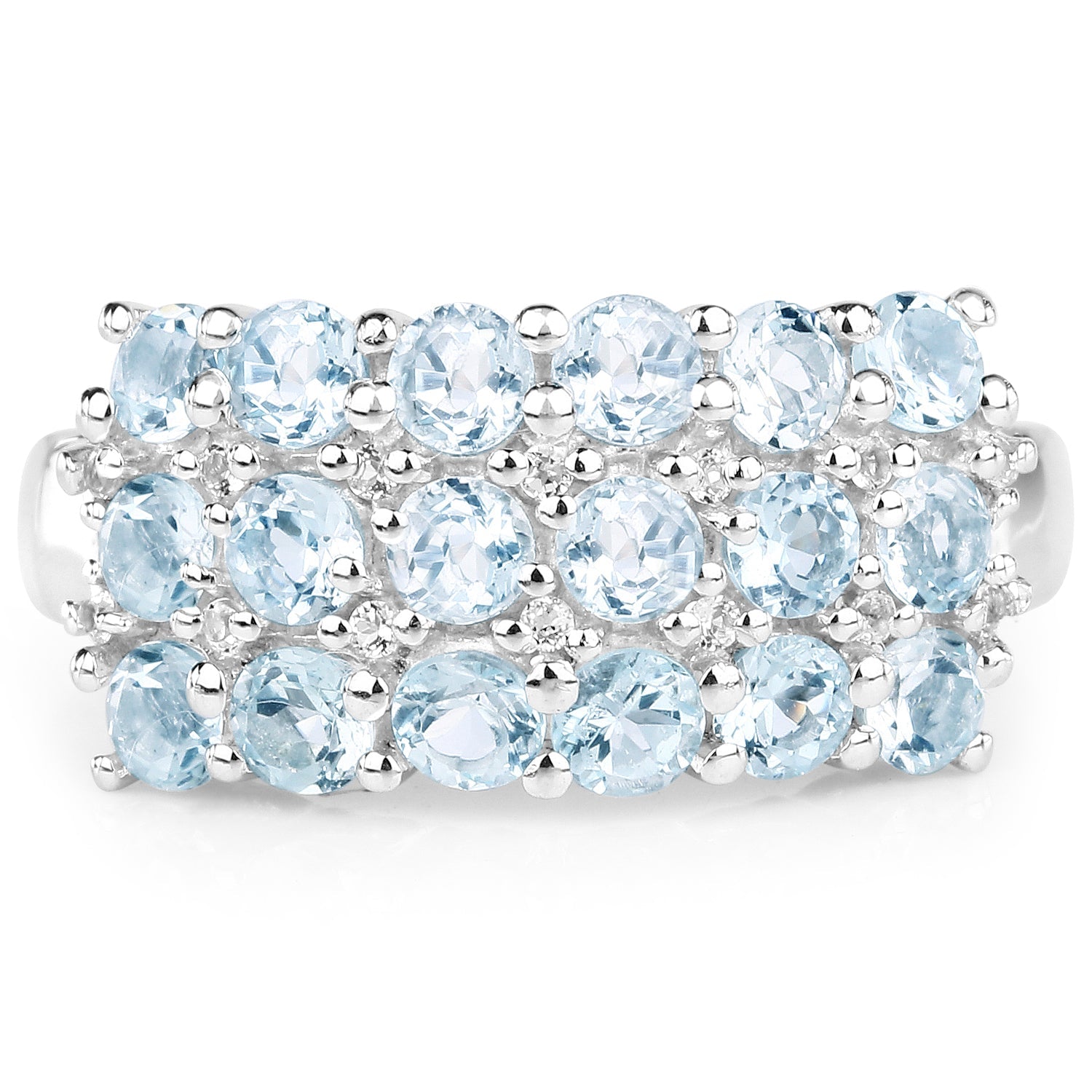 2.29 Carat Genuine Blue Topaz & White Topaz .925 Sterling Silver Ring by Bids.com