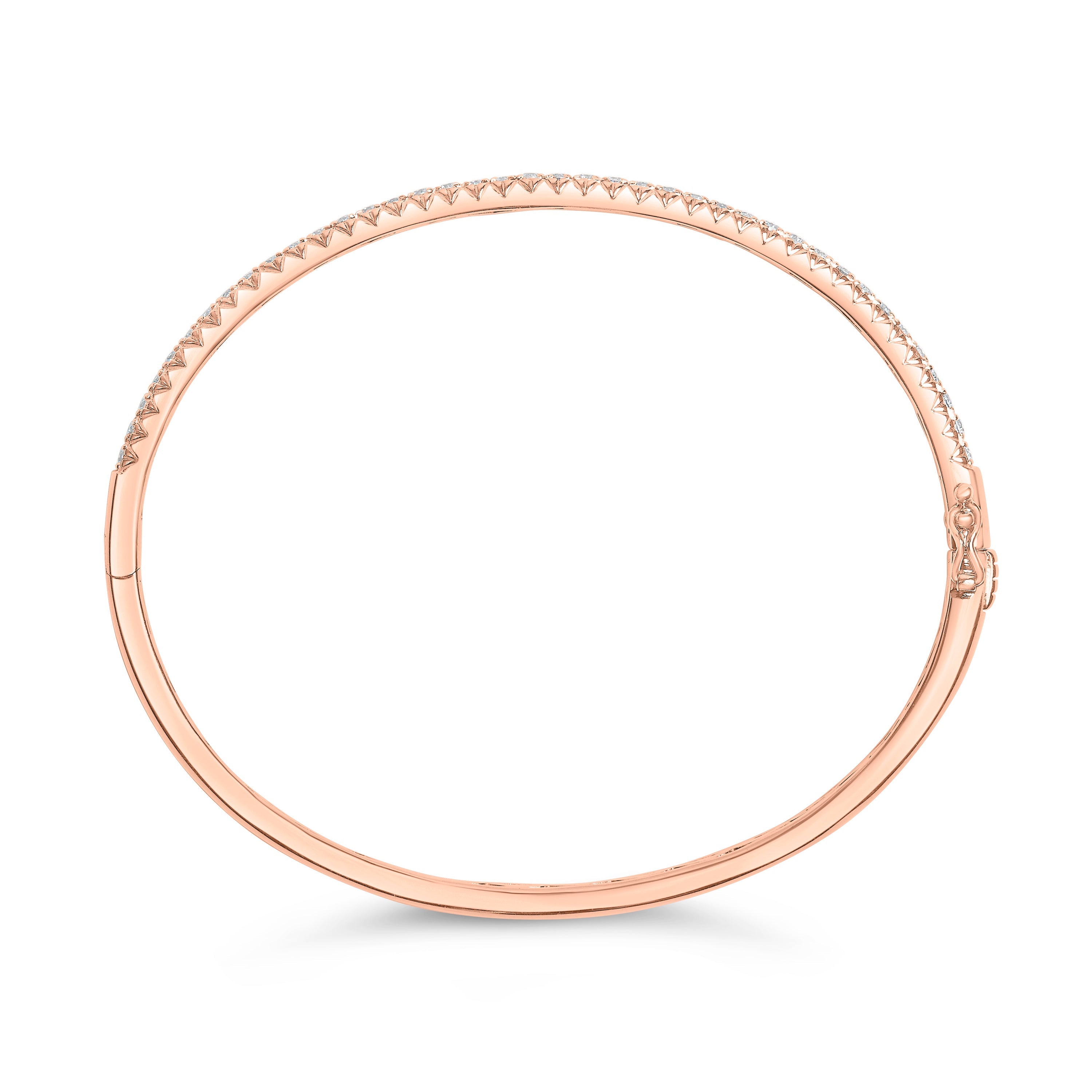 14K Rose Gold 1.00 Cttw Half Eternity Diamond Bangle Bracelet (G-H Color, SI2-I1 Clarity) - 7" Inches DestGlow