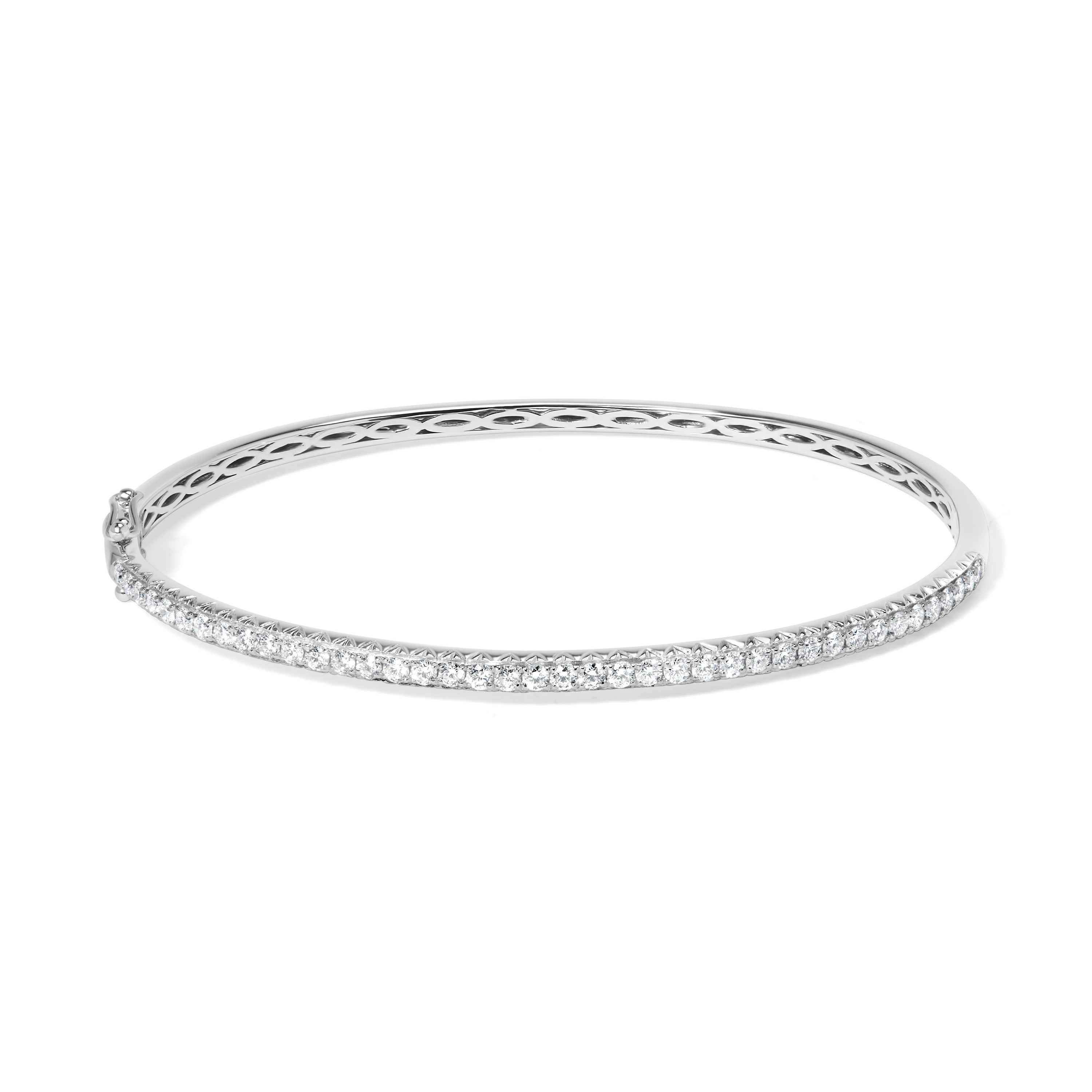 14K Rose Gold 1.00 Cttw Half Eternity Diamond Bangle Bracelet (G-H Color, SI2-I1 Clarity) - 7" Inches DestGlow