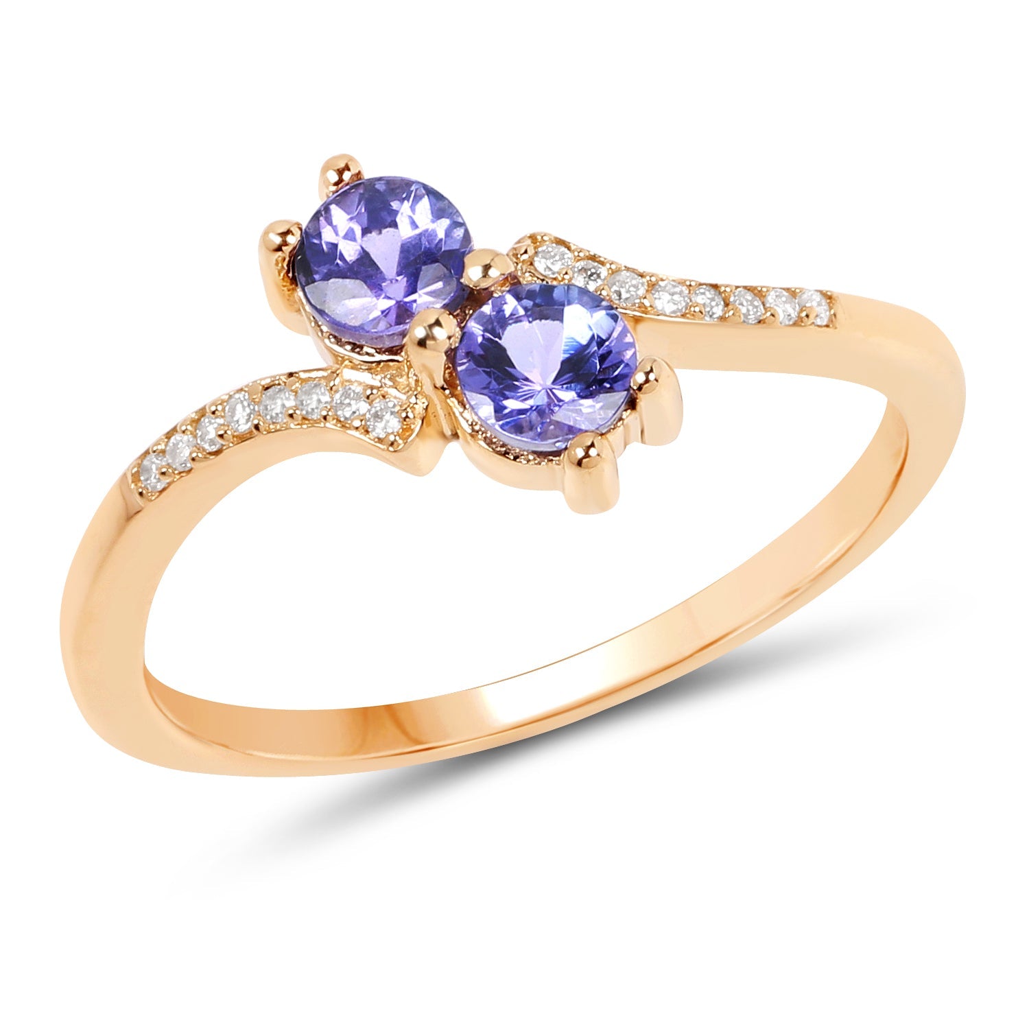 0.51 Carat Genuine Tanzanite and White Diamond 14K Yellow Gold Ring by Bids.com