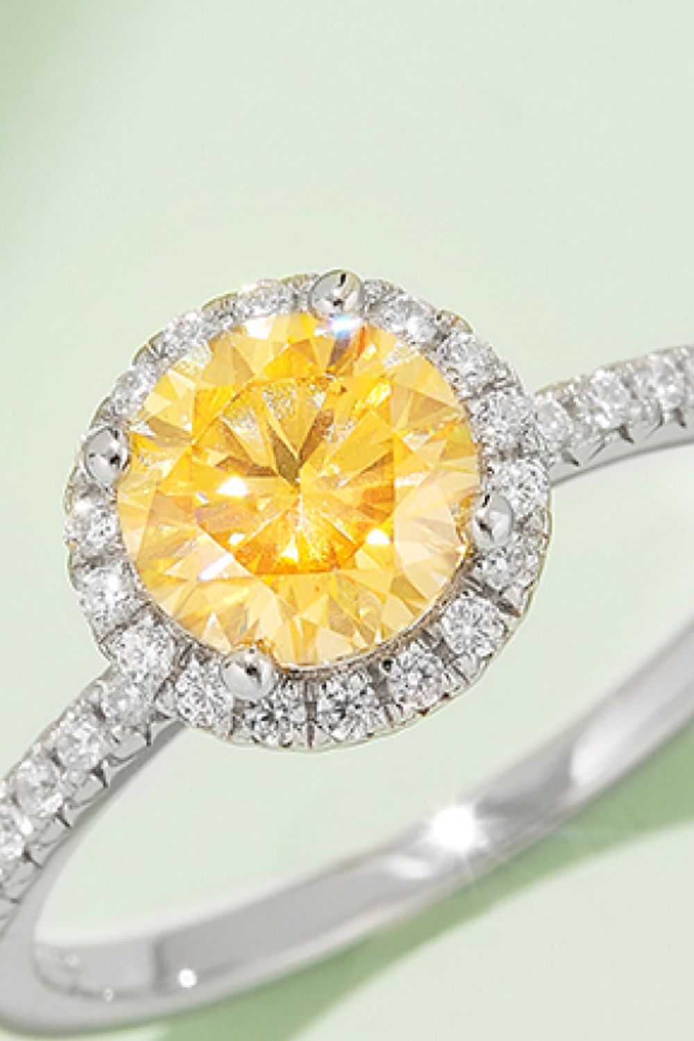 1 Carat Sparkala™ Platinum Over Pure Sterling Silver Halo Ring (Yellow, Pink, or Blue) - DestGlow