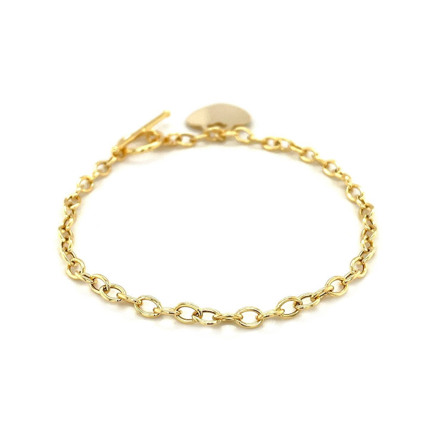 Toggle Bracelet with Heart Charm in 14k Yellow Gold by Bids.com