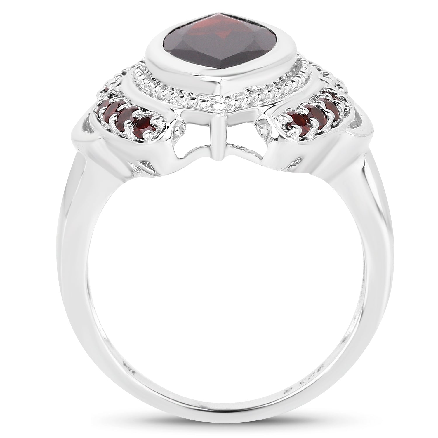 4.06 Carat Genuine Garnet .925 Sterling Silver Ring DestGlow