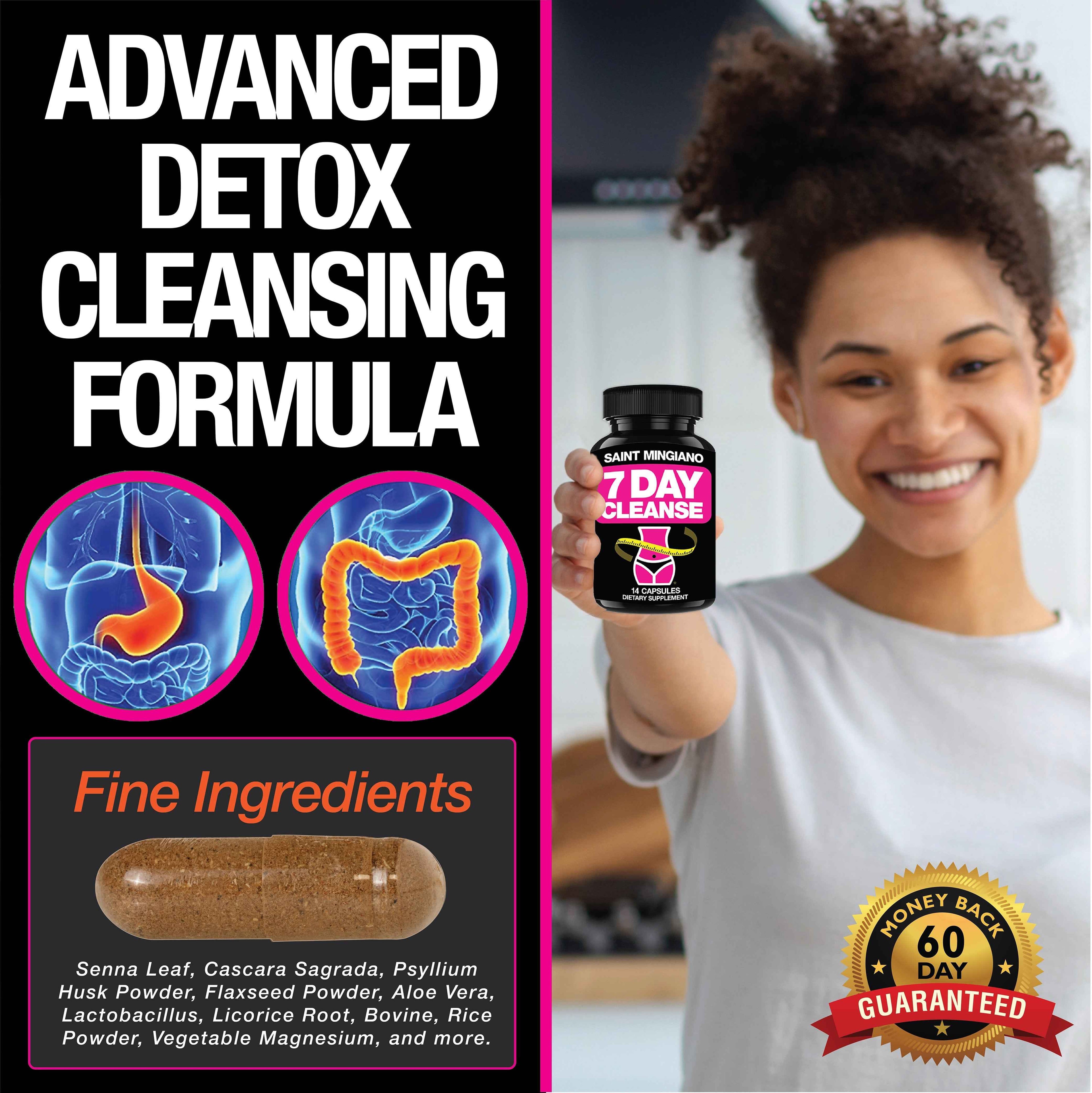 7 Day Cleanse Program | Colon Detox with Natural Laxative for Constipation & Bloating by Saint Mingiano - Supplements & Wellness Dedicated to Holistic Health