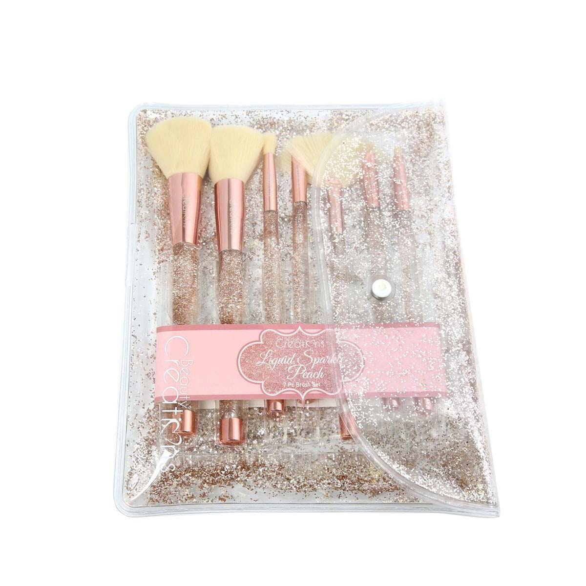 BEAUTY CREATIONS Liquid Peach Sparkle 7 Pc Brush Set - DestGlow