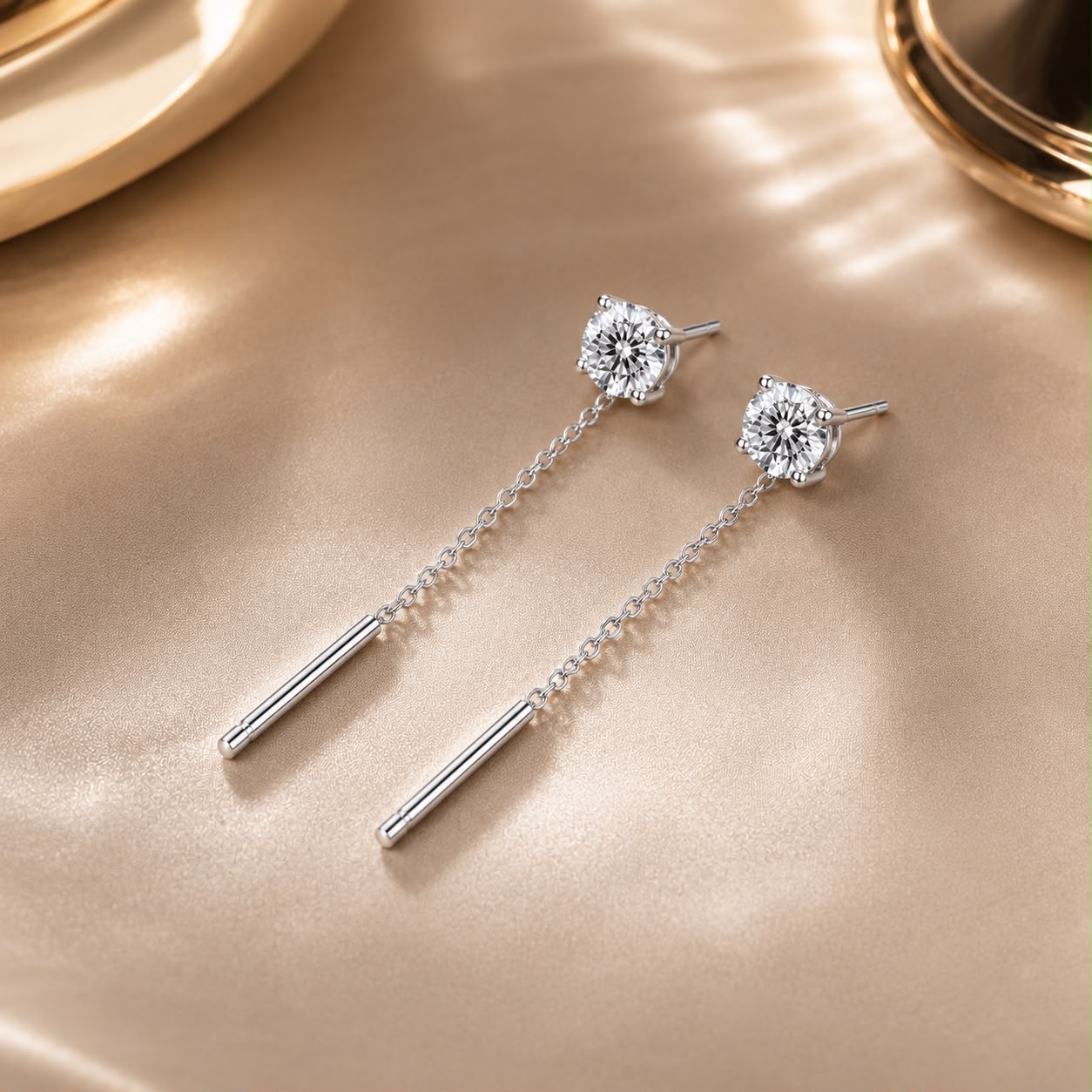 925 Sterling Silver 4.0 Carat Moissanite Earrings for Women DestGlow