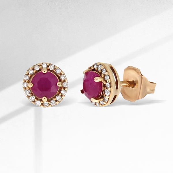 Genuine .77ct Ruby Diamond Stud Earrings 10KT Rose Gold by Bids.com