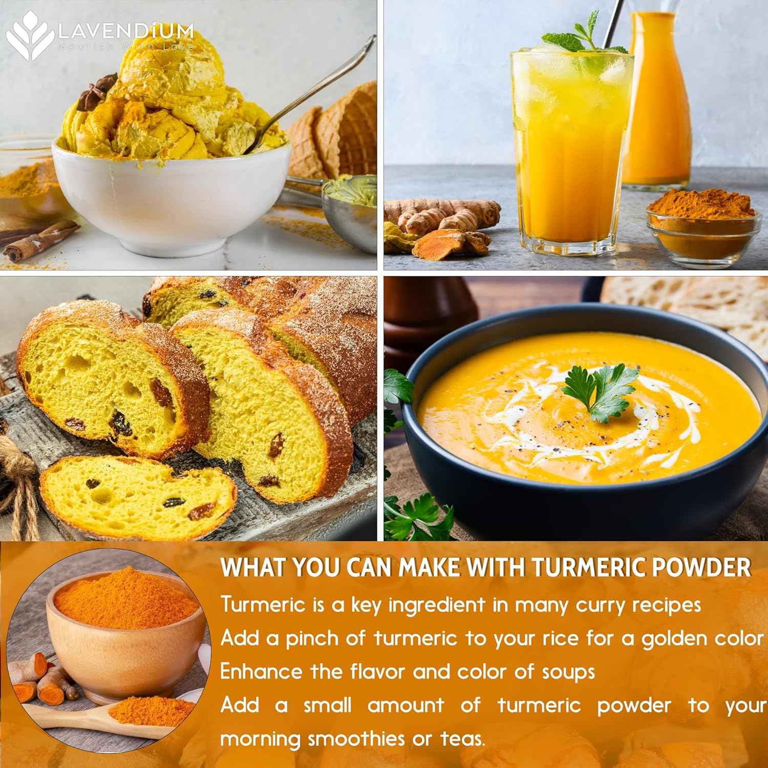 Turmeric Powder, 100% Natural & Pure, Ground, Seasoning Root Powder, No Additives, No Gluten, Vegan