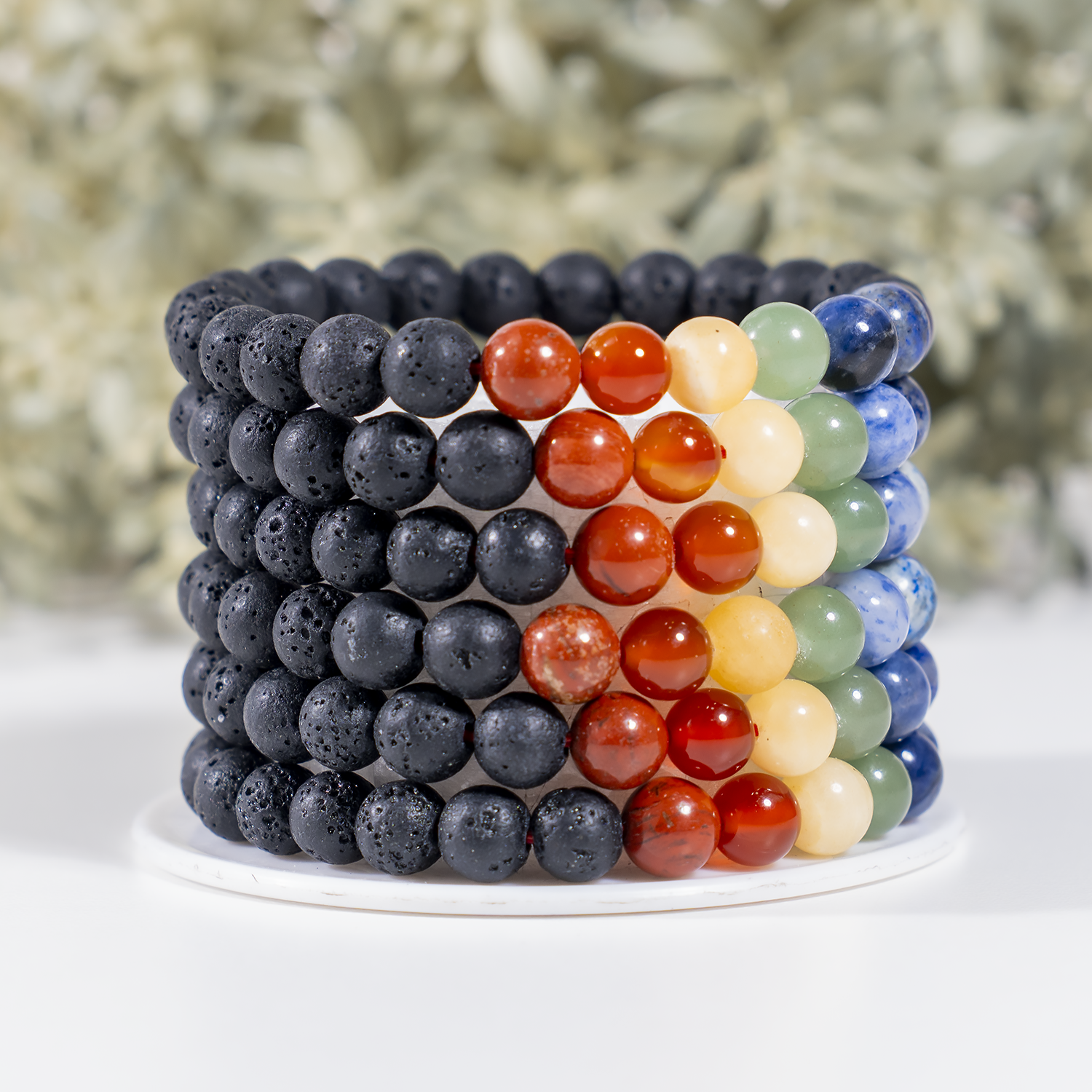 7 Chakra Diffuser Bracelet, Lava with 7 Chakra&