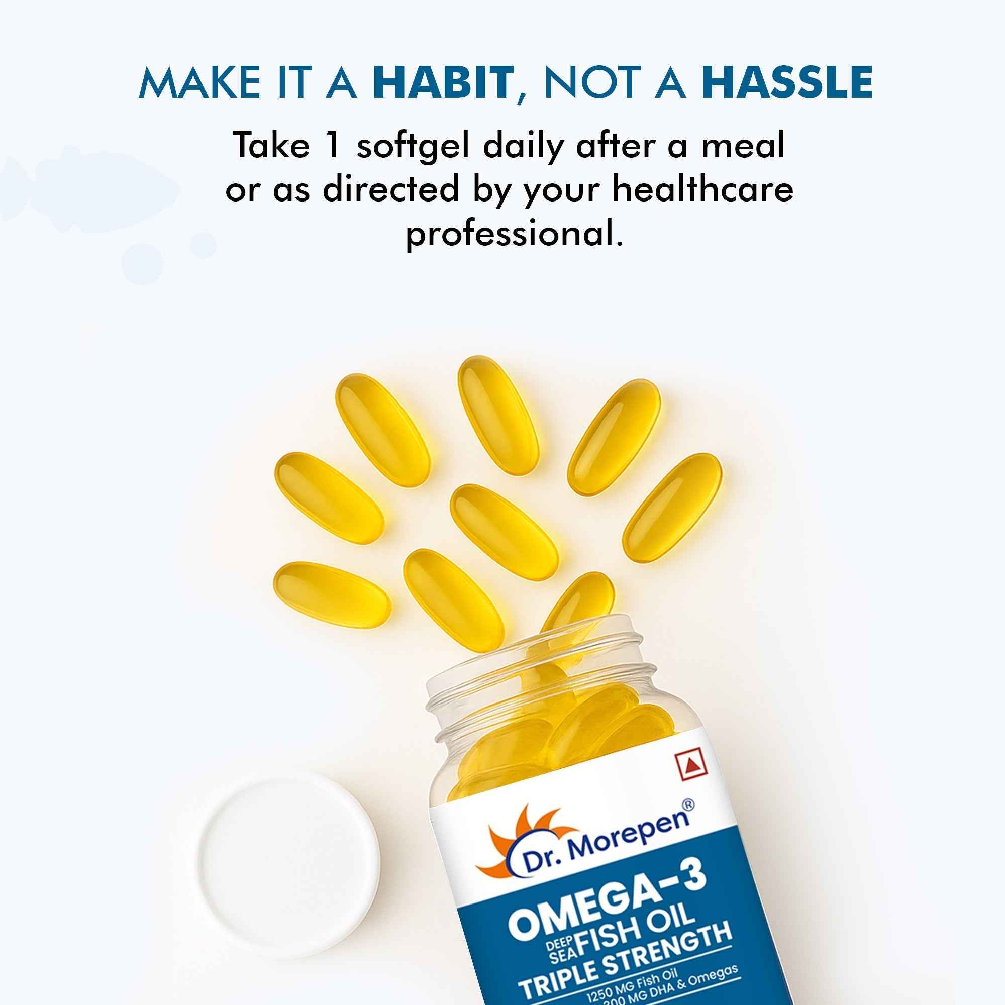 Dr Morpen Omega-3 1250Mg Deep Sea Fish Oil Triple Strength Softgel Capsules