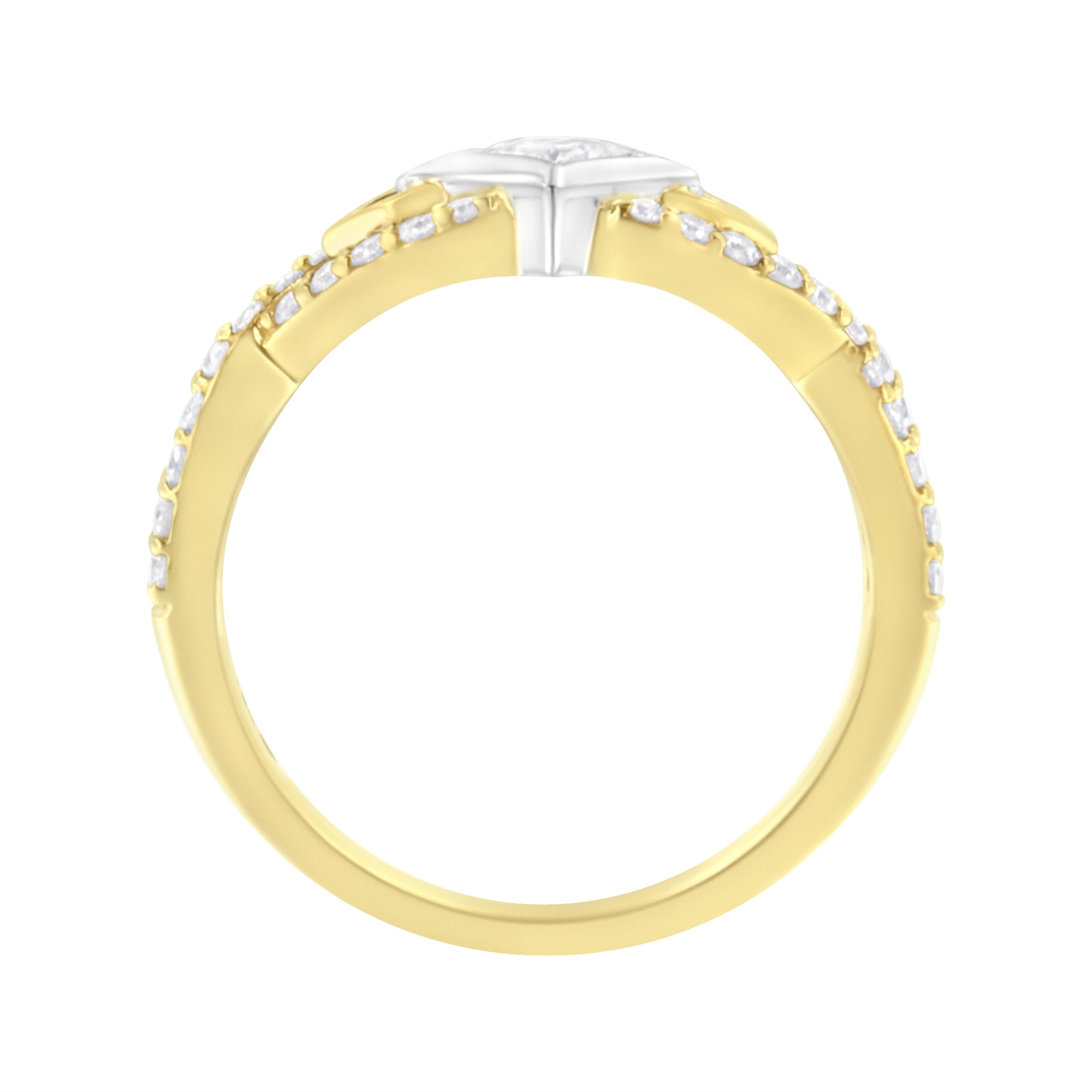 10K Two Tone Color 2/3 Cttw Diamond Kite and Twist Shank Ring (H-I Color,SI2-I1 Clarity) by Bids.com