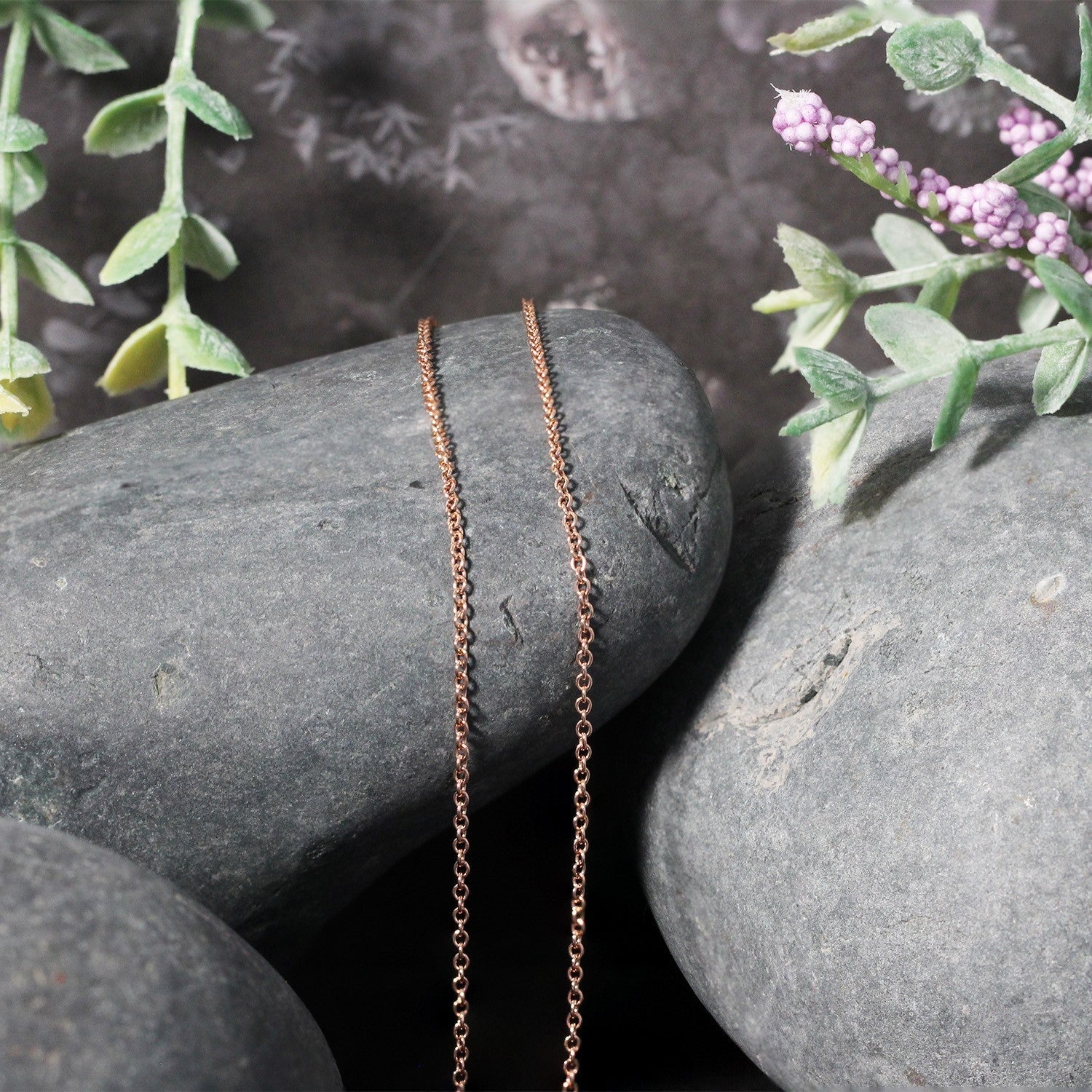 14k Rose Gold Round Cable Link Chain (1.25 mm) by Bids.com