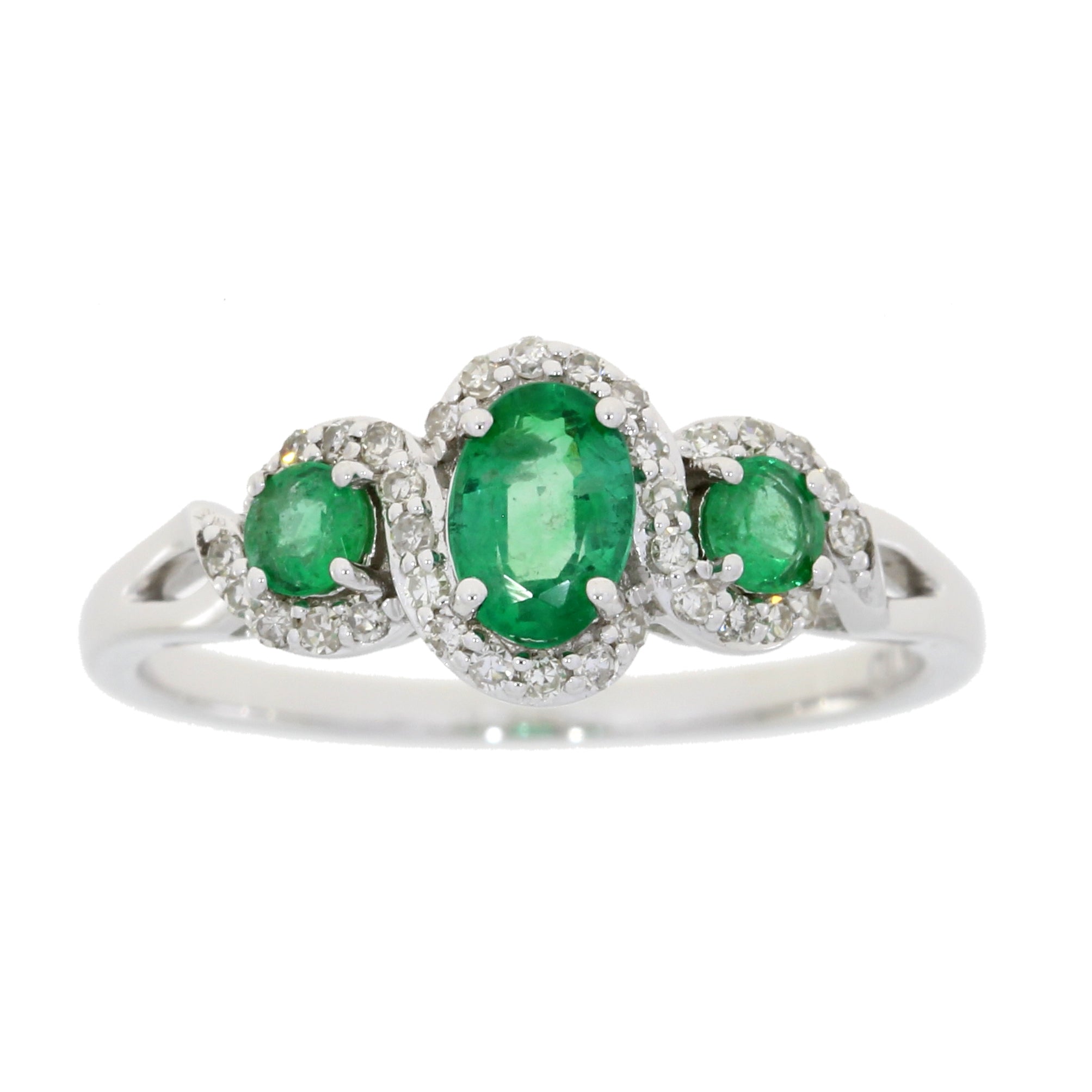 Natural .84ct Emerald Diamond Ring 14KT White Gold by Bids.com