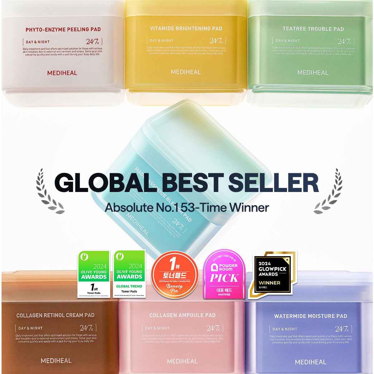 Collagen Ampoule Facial Toner Pads - Collagen & Ceramide - Skin Firming & Restore Elasticity & Deep Hydration - Tighten Wrinkles & Lines - Vegan Eco Silk Fabric