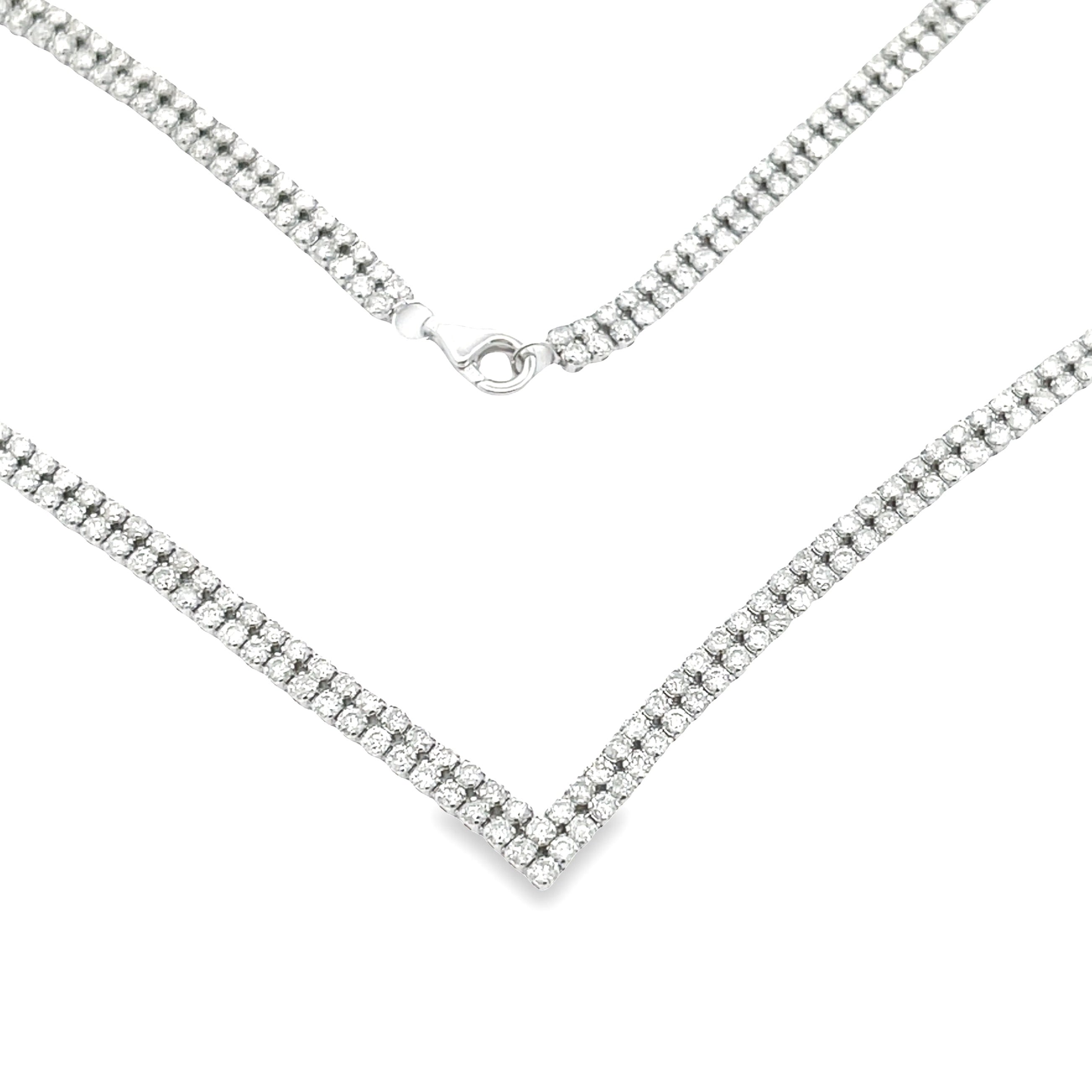 Natural 7.00ct Diamond Tennis Necklace 14KT White Gold by Bids.com