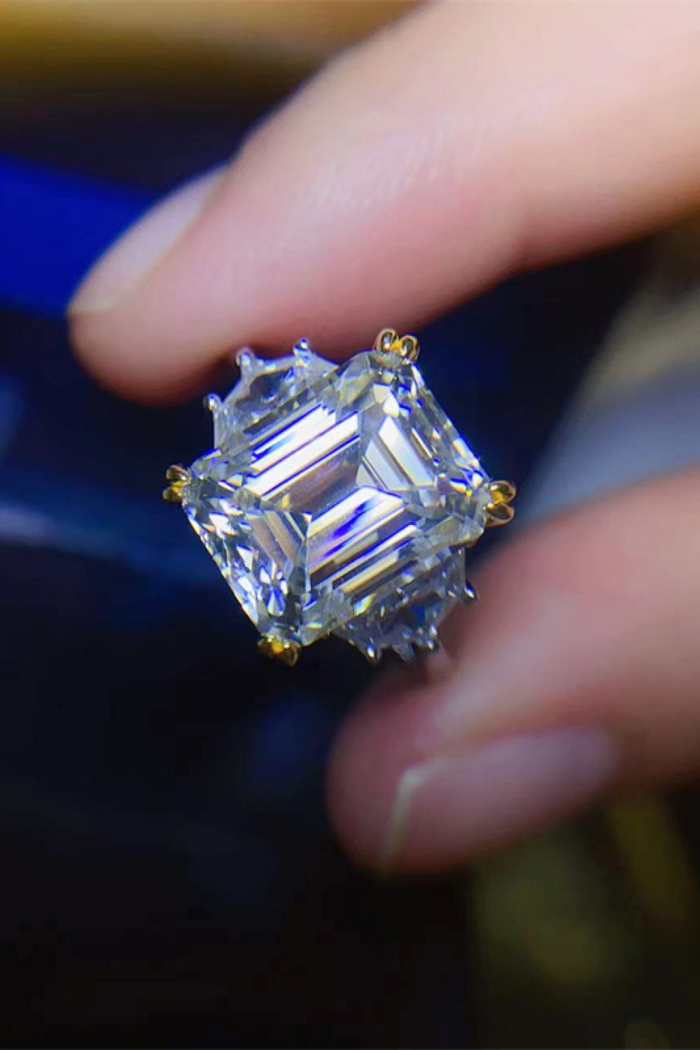5 Carat Emerald-Cut Sparkala™ Platinum Over Pure Sterling Silver Ring by Sparkala