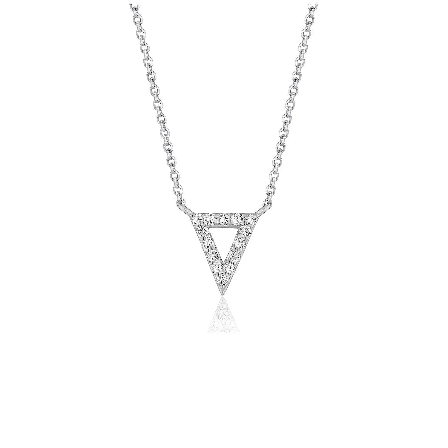 Diamond Inverted Triangle Pendant in 14k White Gold