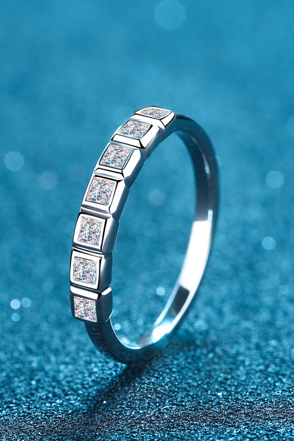 Sparkala™ Rhodium-Plated Half-Eternity 7 Stone Ring by Sparkala