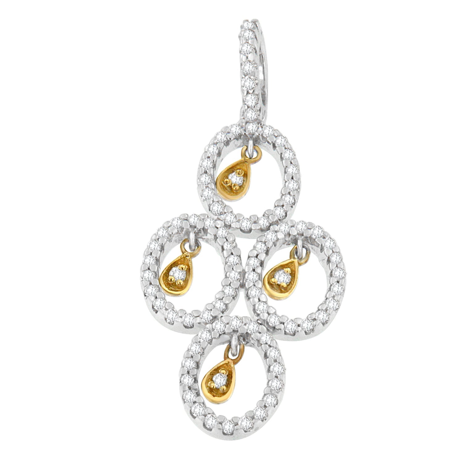 14K Two- Toned Gold 2/5 cttw Round Diamond Pendant Necklace (H-I, I1-I2) by Bids.com