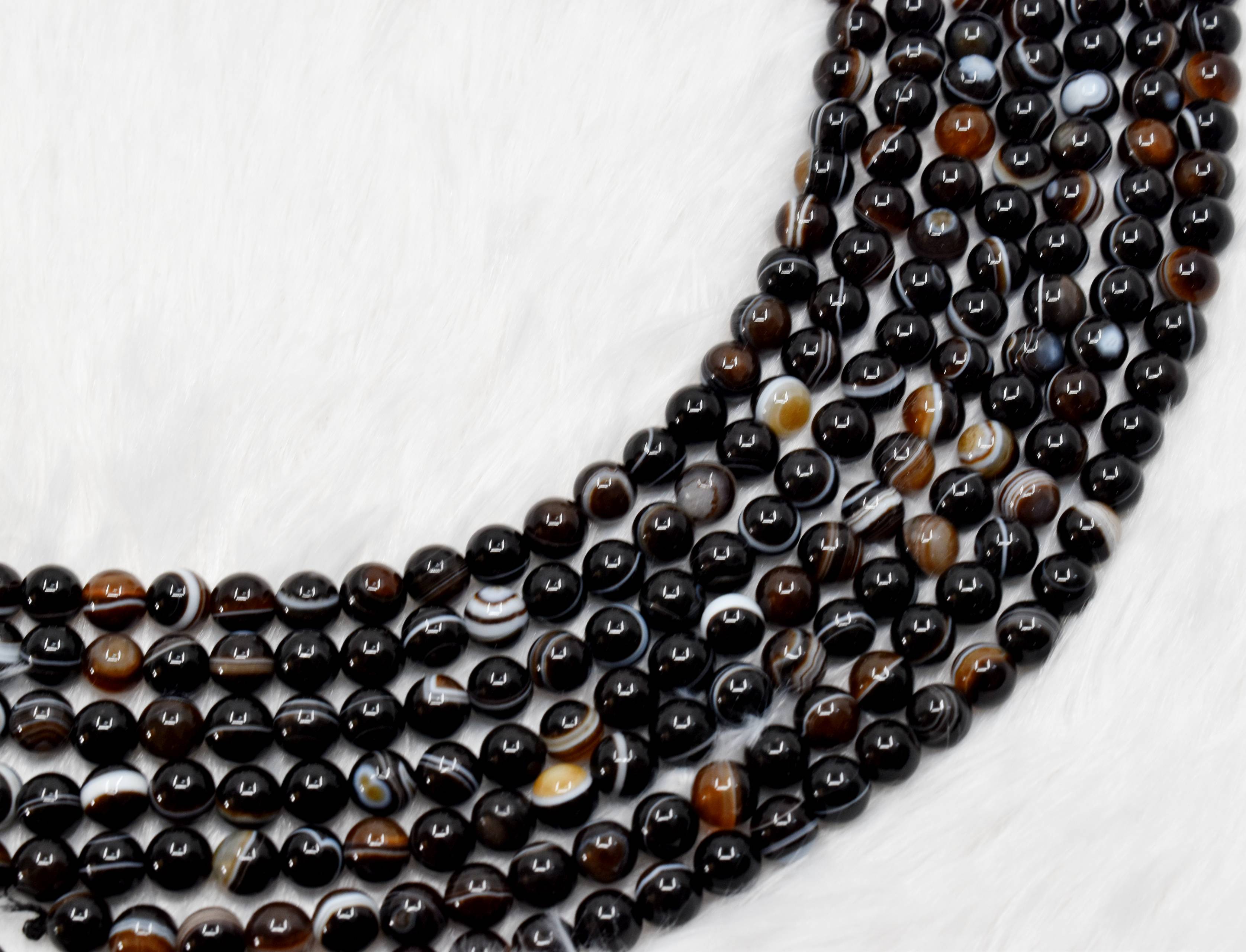 Black Eye Agate AAA Grade 6mm, 8mm, 10mm Round Beads DestGlow