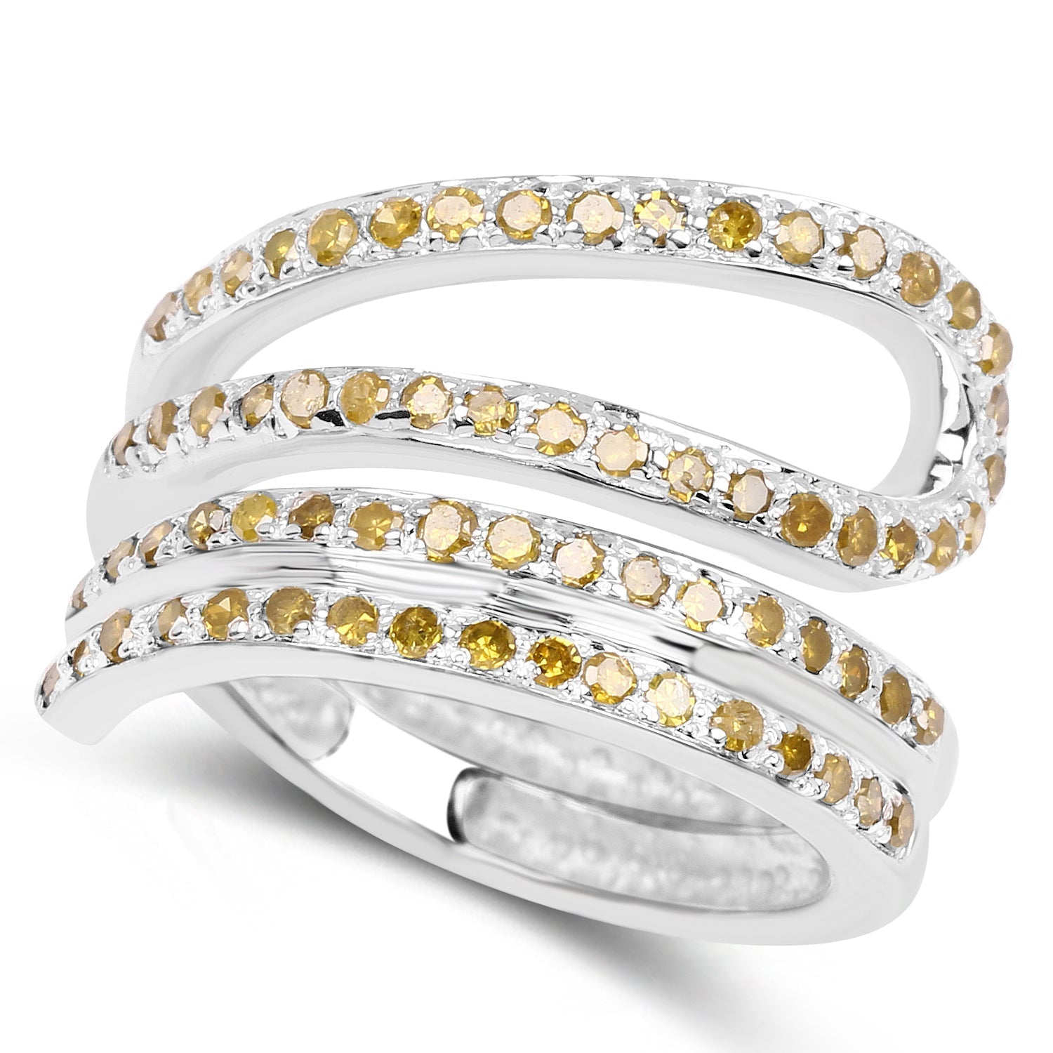 0.83 Carat Genuine Yellow Diamond .925 Sterling Silver Ring DestGlow