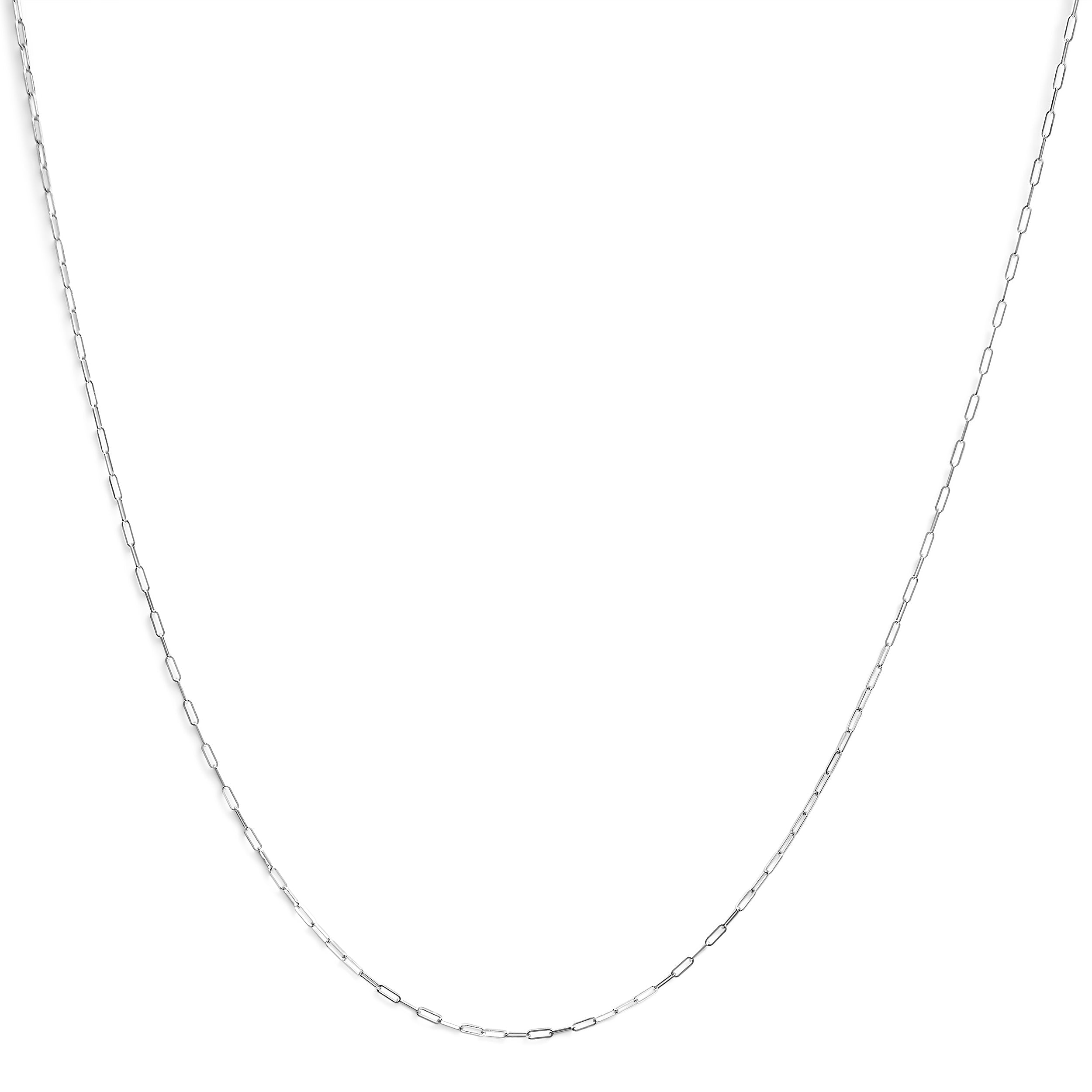 Unisex Solid 14K Yellow Gold 1.5mm Paperclip Chain Necklace - 18 Inches DestGlow