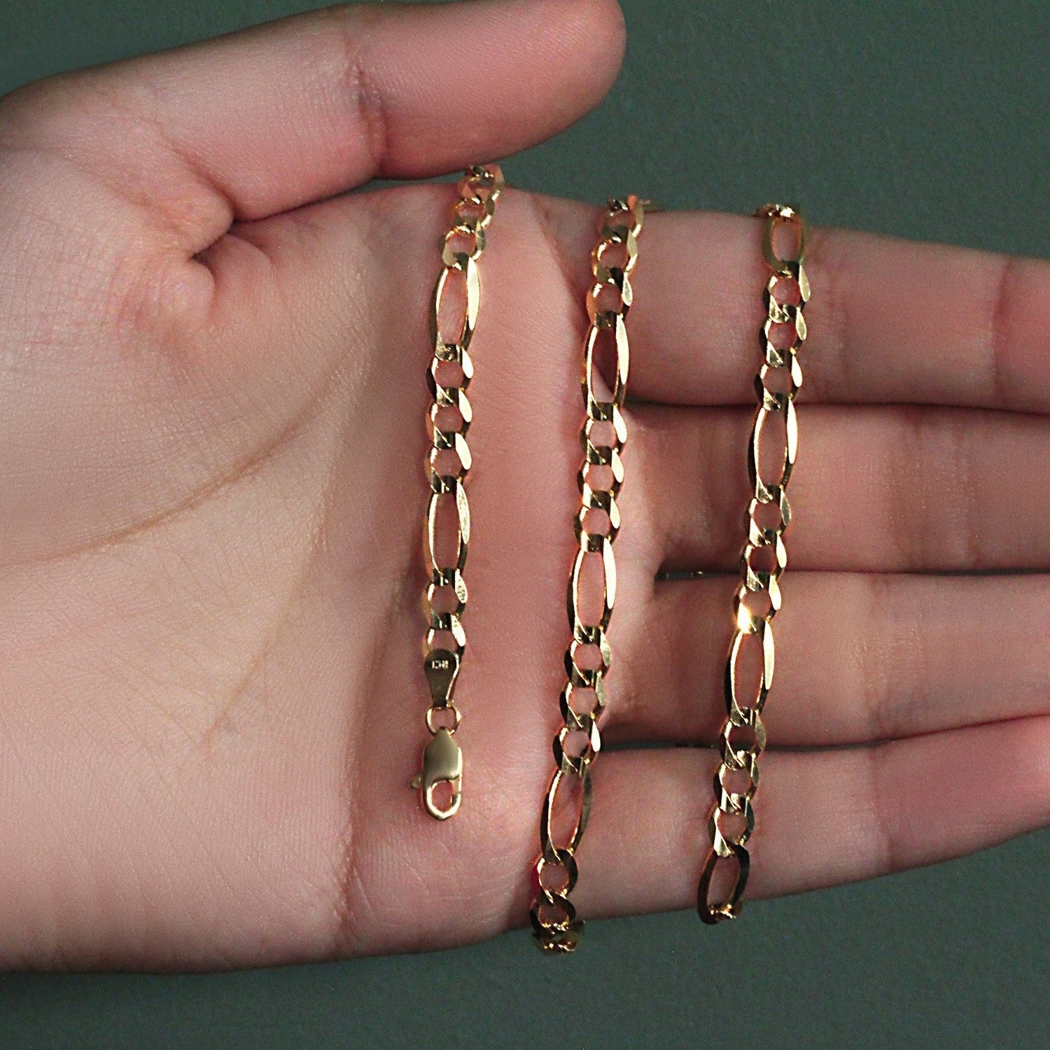 10K Yellow Gold Solid Figaro Chain (4.50 mm) by Bids.com