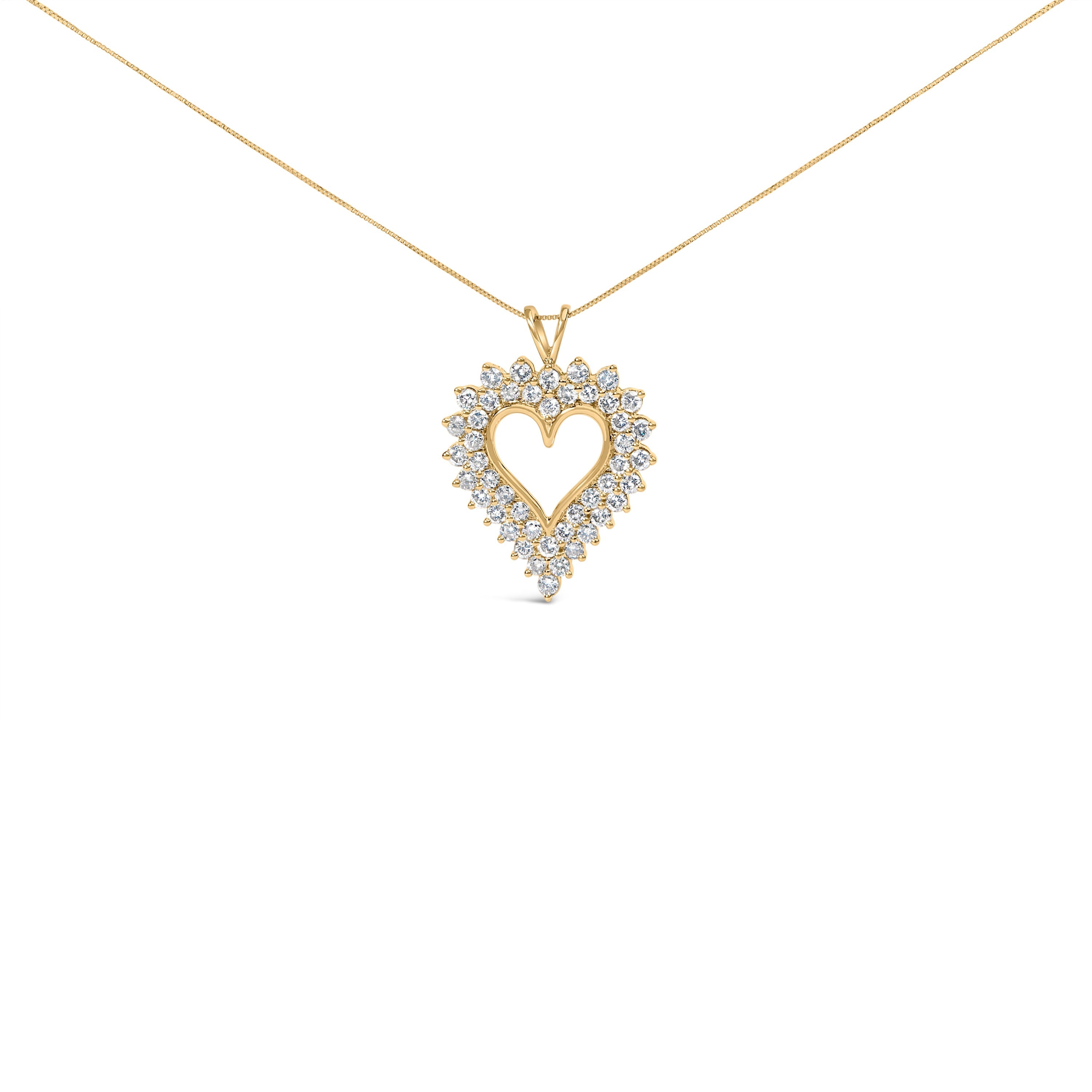 14K Yellow Gold Plated .925 Sterling Silver 3.00 Cttw Round Cut Diamond Cluster Heart 18" Pendant Necklace (K-L Color, I1-I2 Clarity) DestGlow