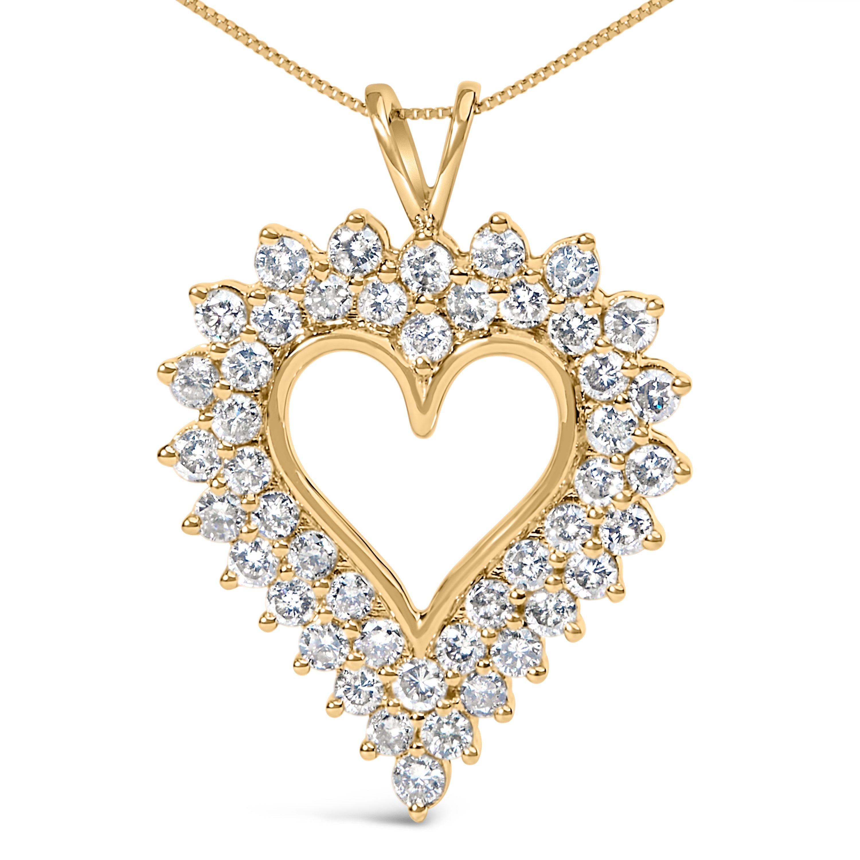 14K Yellow Gold Plated .925 Sterling Silver 3.00 Cttw Round Cut Diamond Cluster Heart 18" Pendant Necklace (K-L Color, I1-I2 Clarity) DestGlow