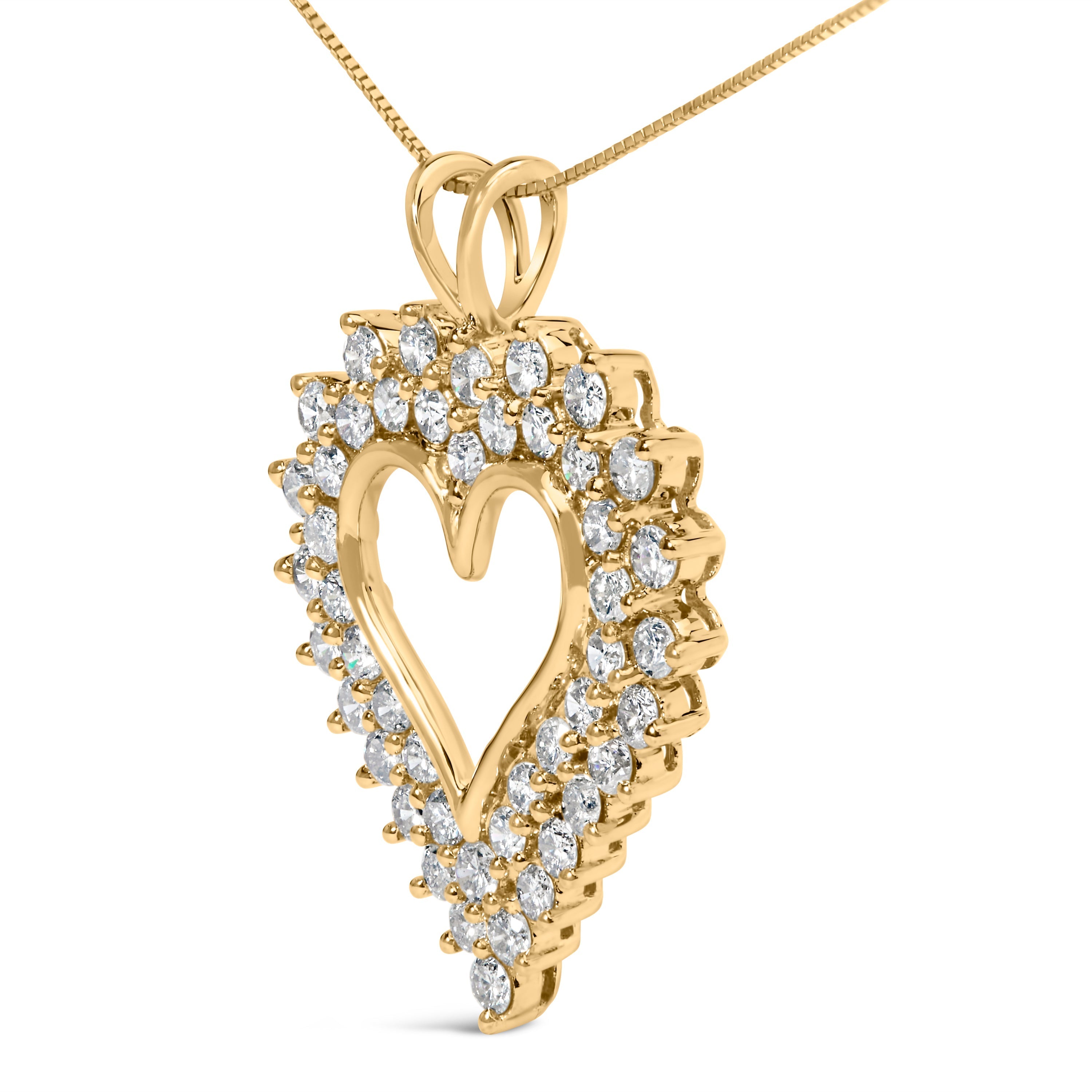 14K Yellow Gold Plated .925 Sterling Silver 3.00 Cttw Round Cut Diamond Cluster Heart 18" Pendant Necklace (K-L Color, I1-I2 Clarity) DestGlow