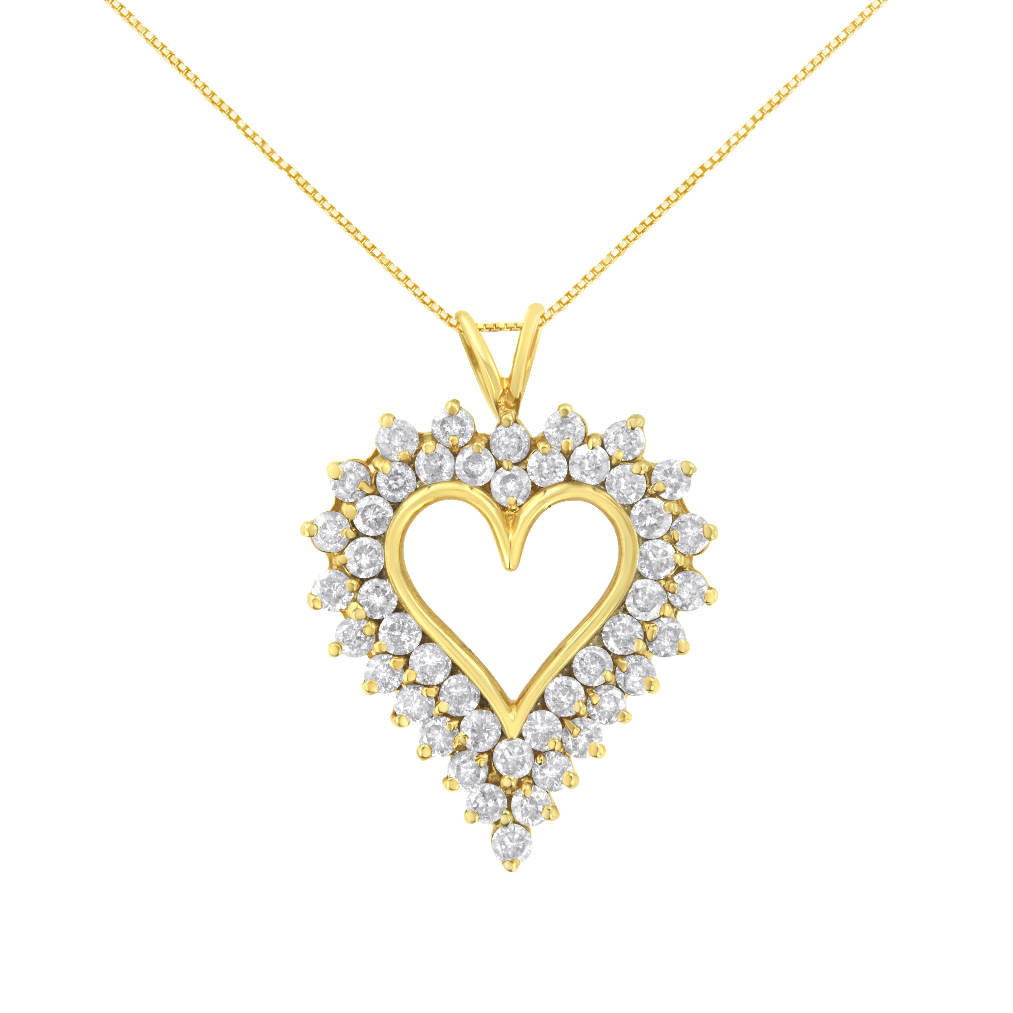 14K Yellow Gold .925 Sterling Silver 4 cttw Round-cut Diamond Cluster Heart Pendant Necklace (K-L Color, I1-I2 Clarity) by Bids.com