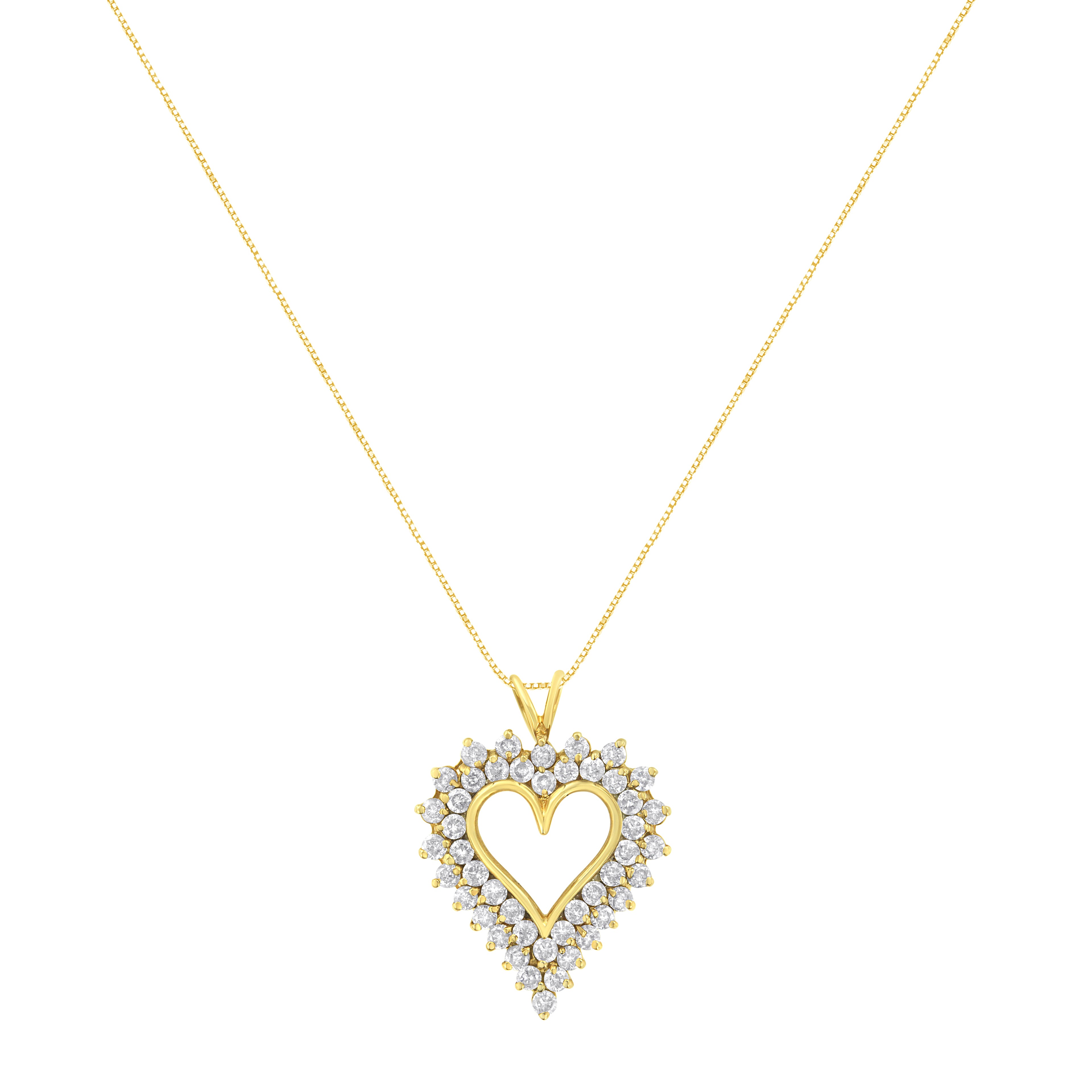 14K Yellow Gold .925 Sterling Silver 4 cttw Round-cut Diamond Cluster Heart Pendant Necklace (K-L Color, I1-I2 Clarity) by Bids.com